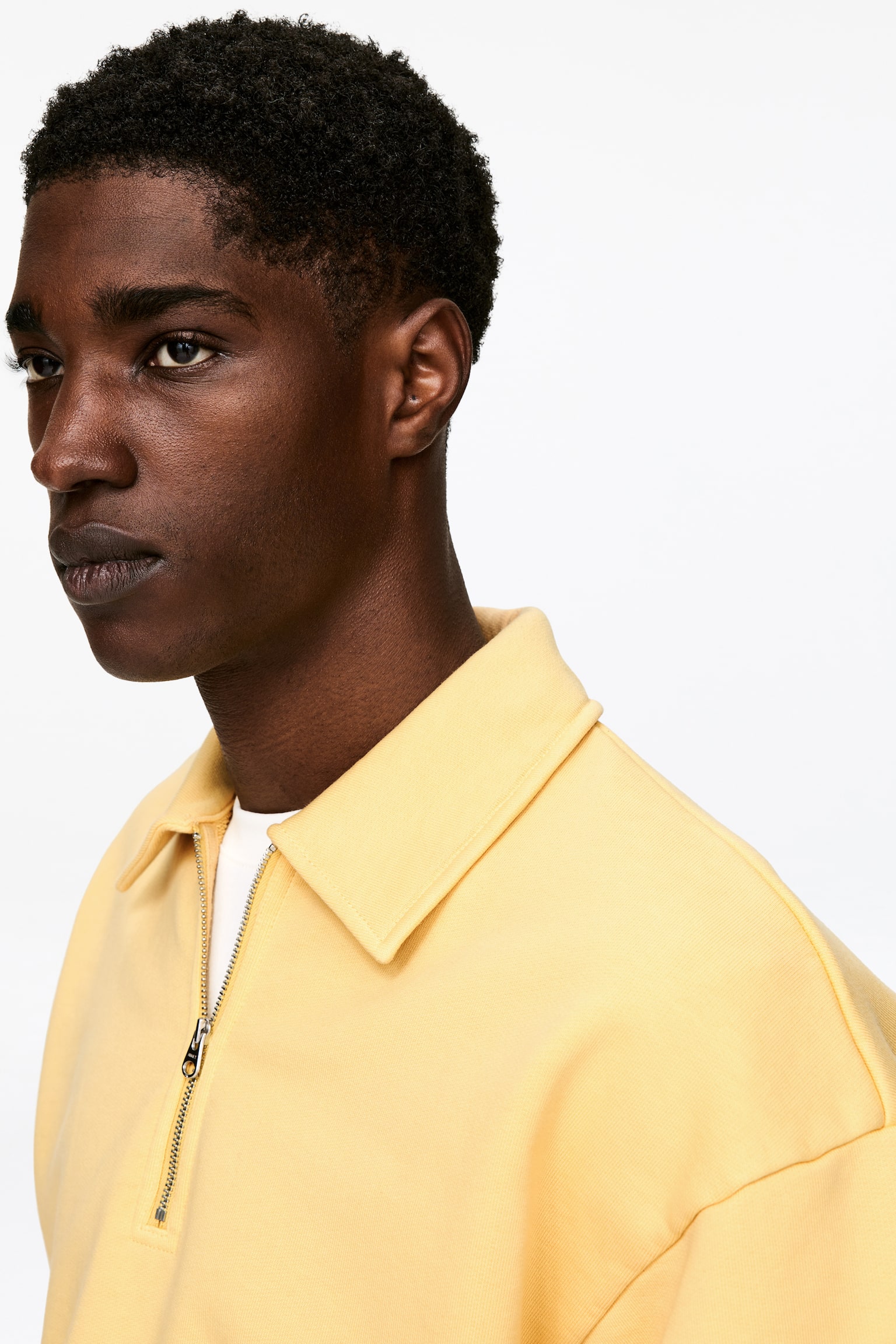 Half Zip Polo Shirt - Faded Yellow/Faded Blue - 4