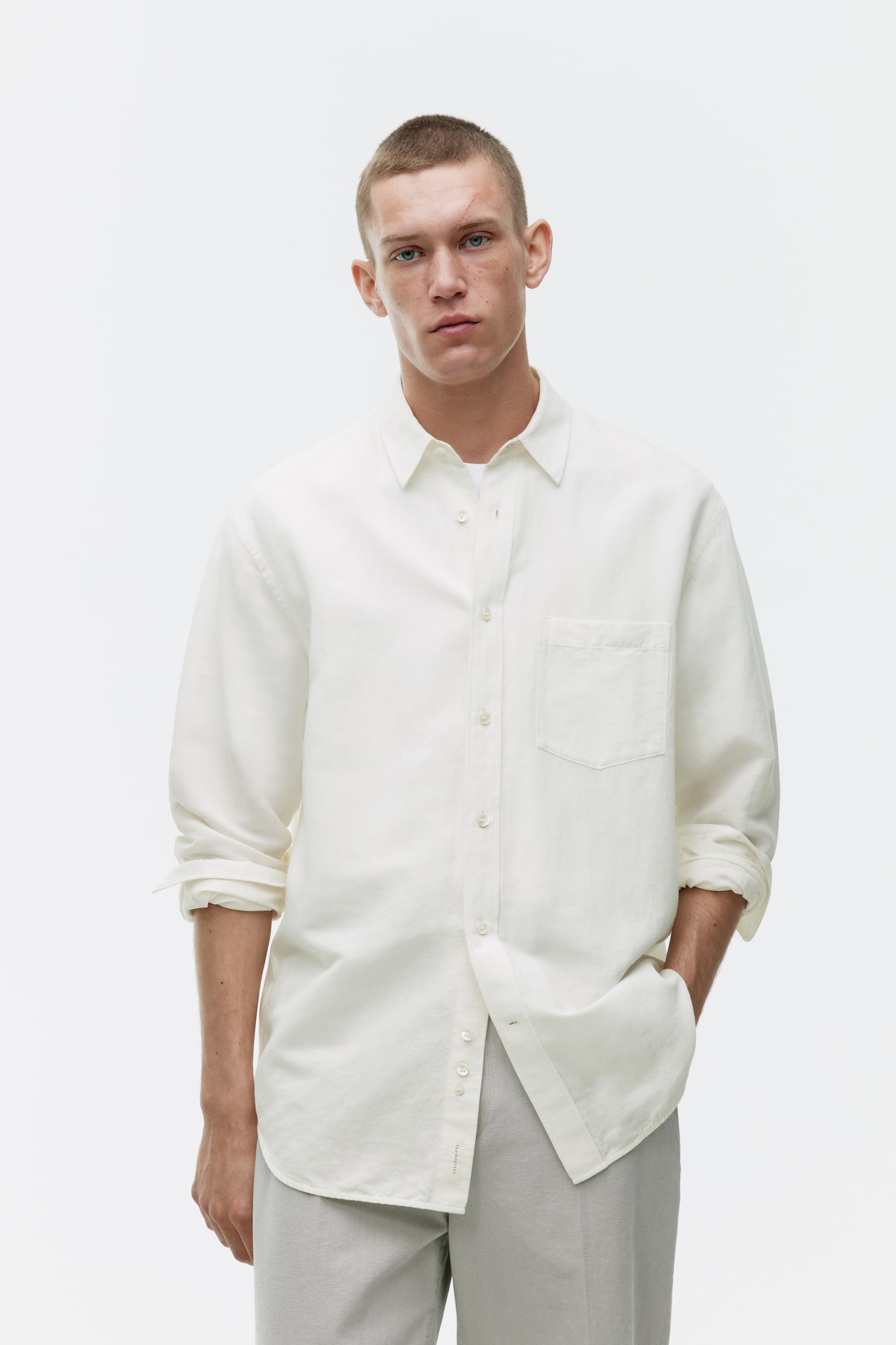 Relaxed Linen-Cotton Shirt - Off White/Mole/Black - 1