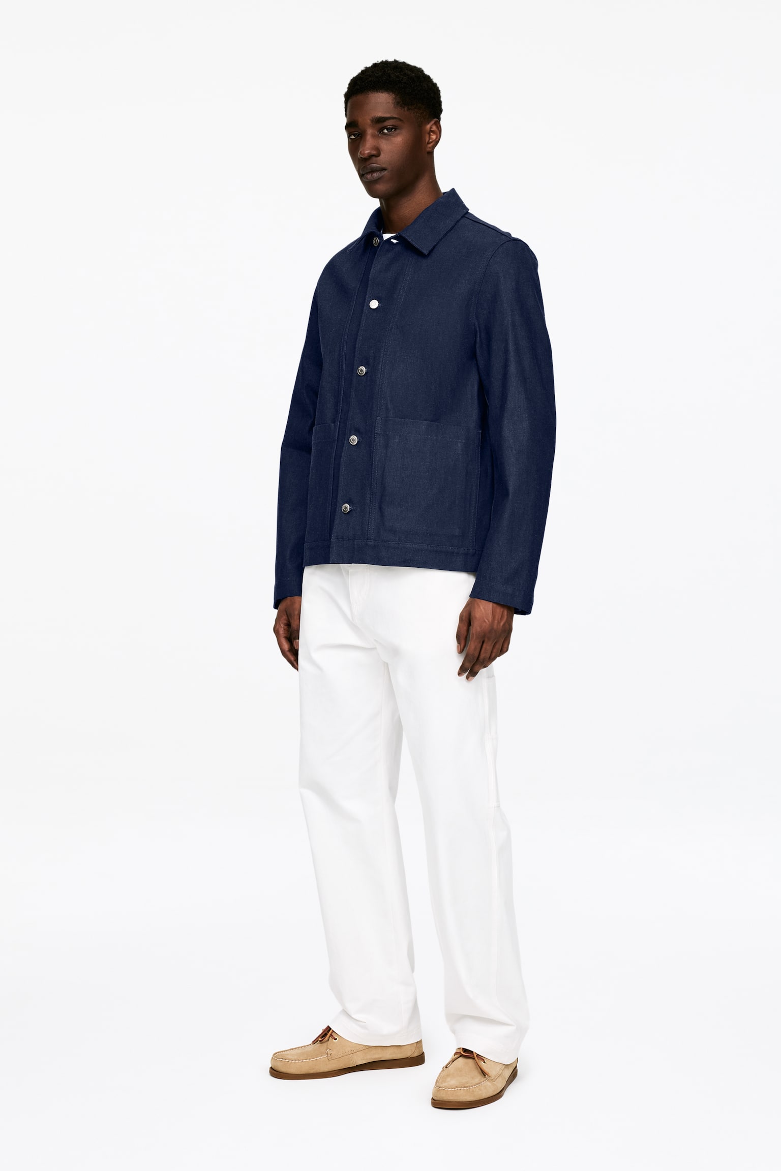 Деним яке в работен стил - Синьо - 7