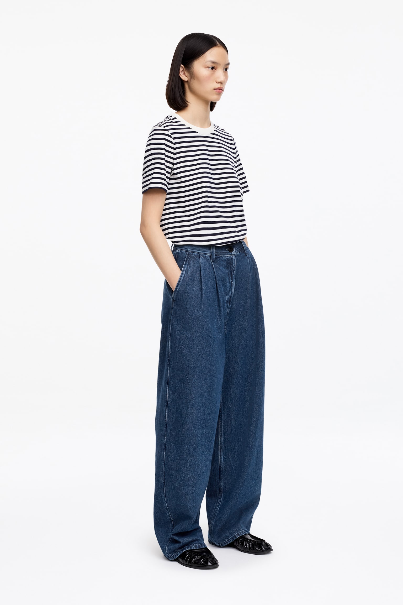 Jean large à plis - Bleu - 5