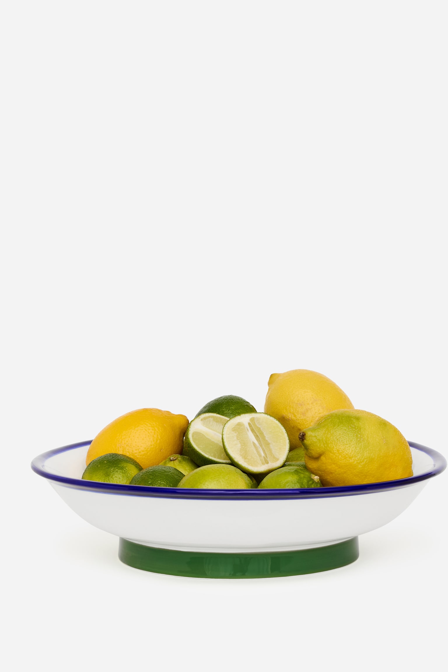 Keramikskål 30 cm - Hvid/grøn/blå - 5