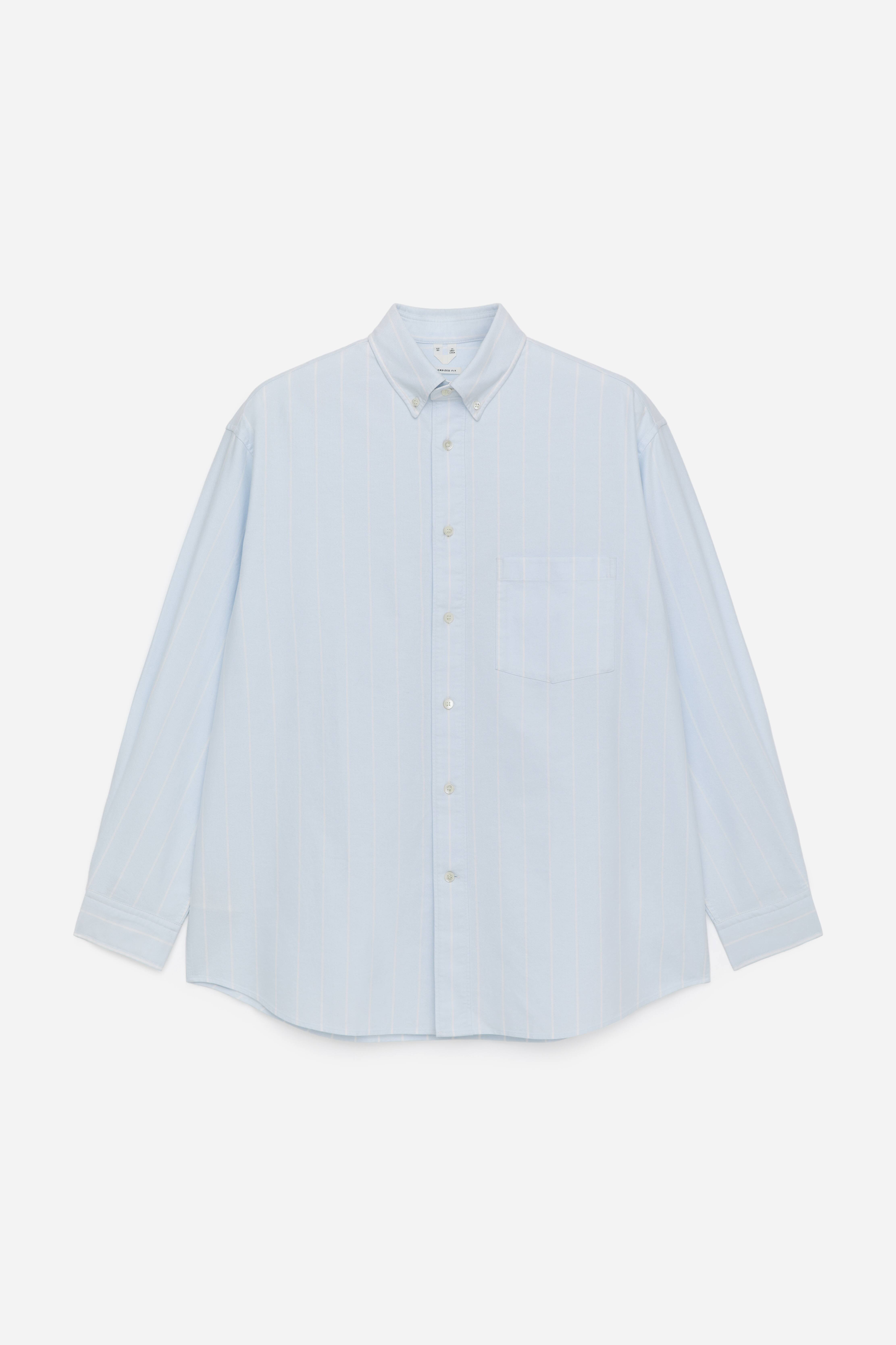 Koszula oxford oversize - Niebieski/biały/Zielony/krata