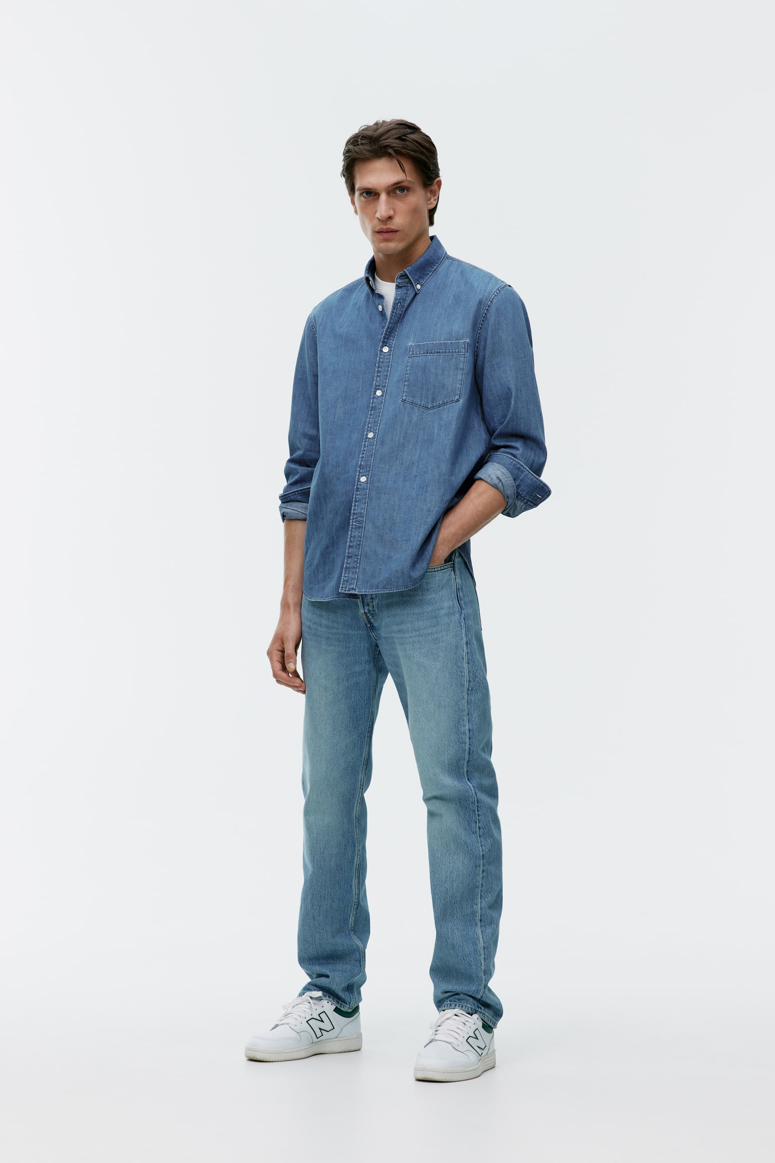 Denim Shirt - Washed Blue/Black/Dark Blue/Ecru - 6