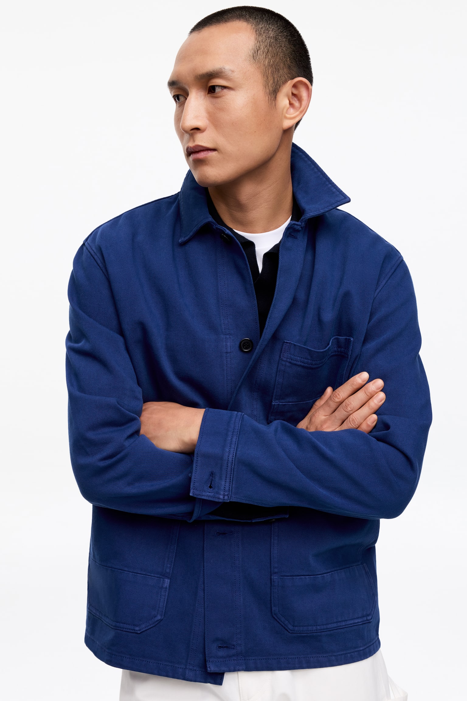 Overdyed overshirt van keperstof - Klein blue/Groen/Donkerblauw - 4