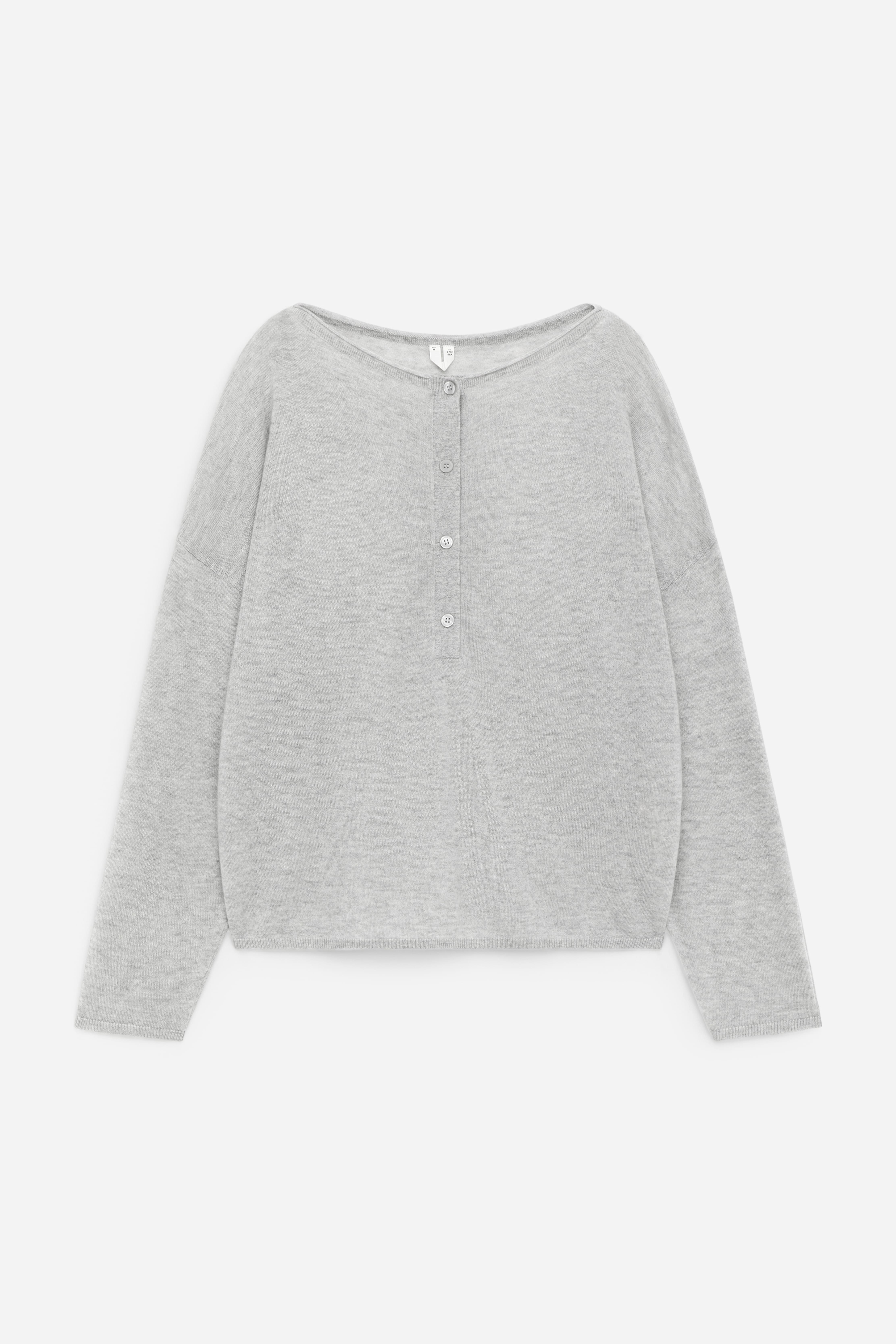 Maglione con scollo a barchetta in puro cashmere - Grigio/Blu scuro