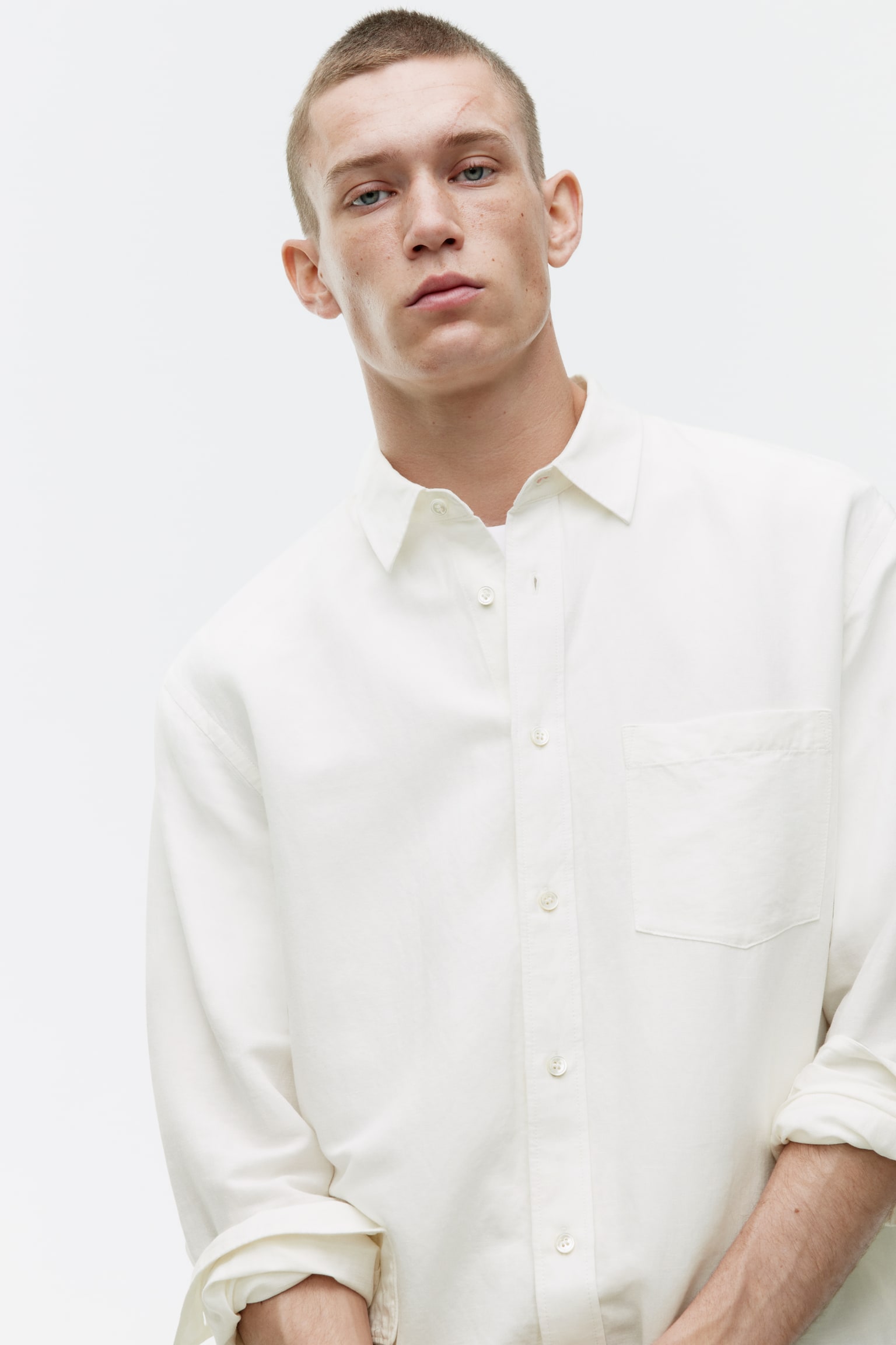 Relaxed Linen-Cotton Shirt - Off White/Mole/Black - 3