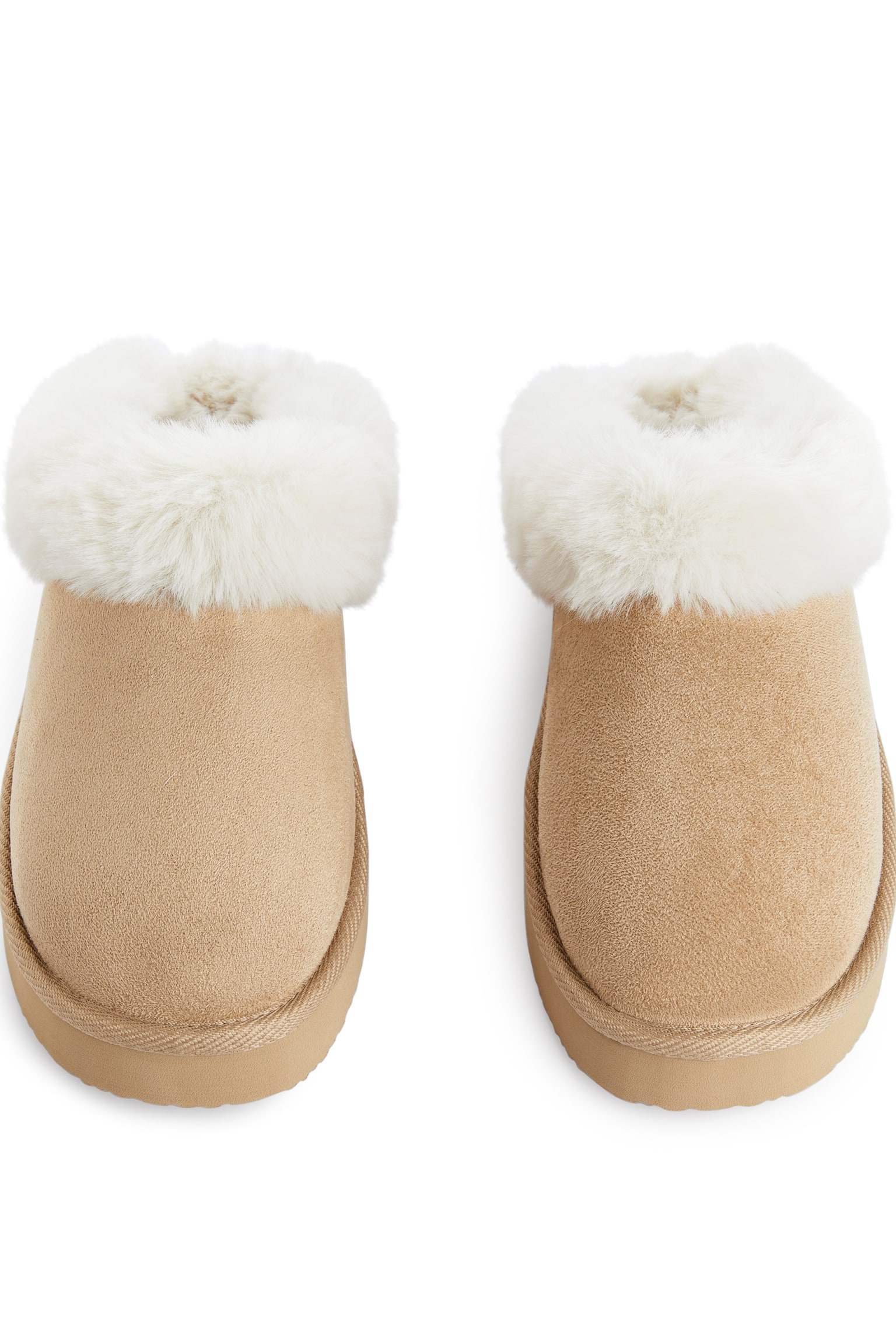 Faux Fur Slippers - Beige - 5