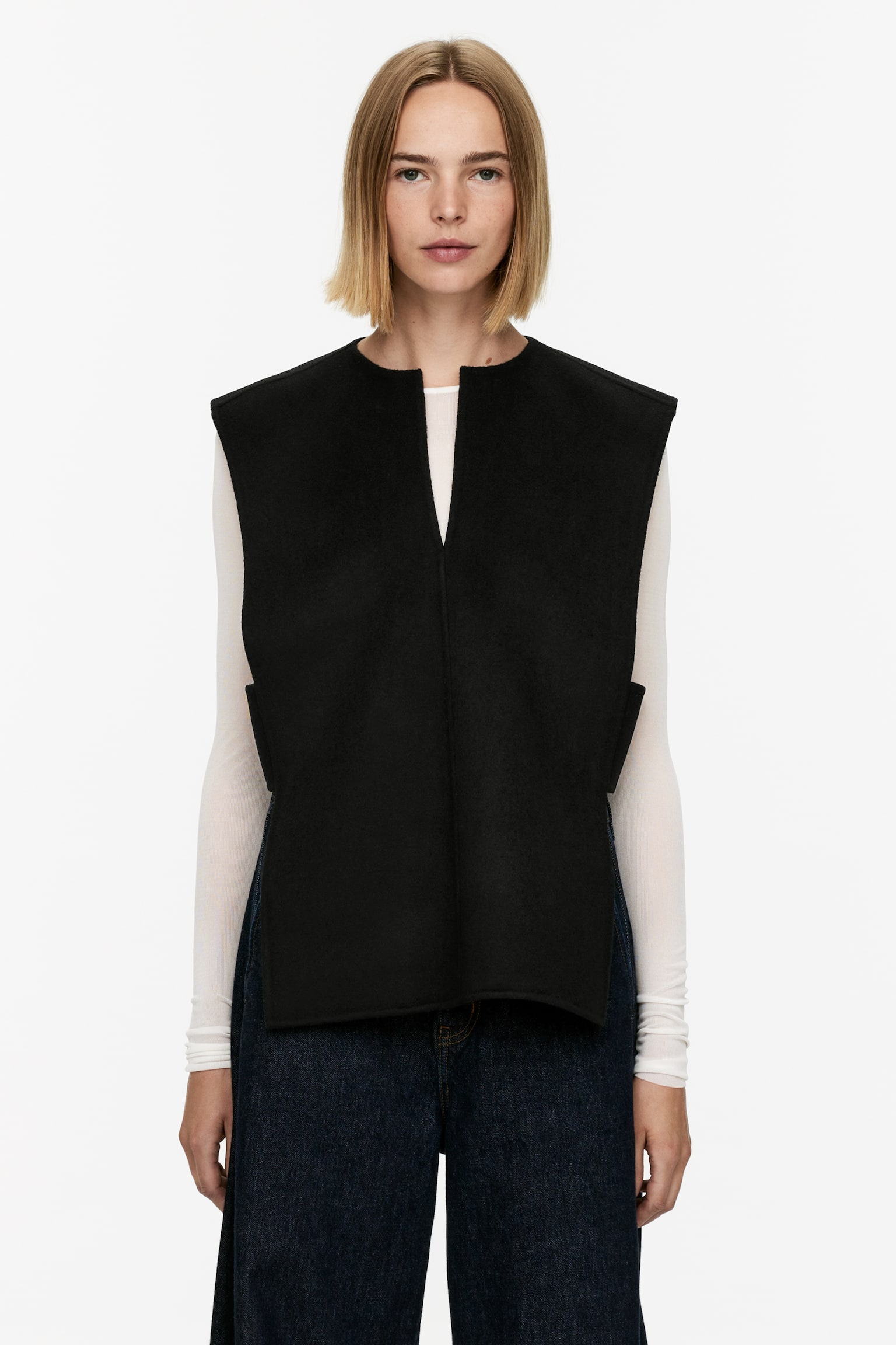 Wool-Blend Doublé Vest - Black - 1