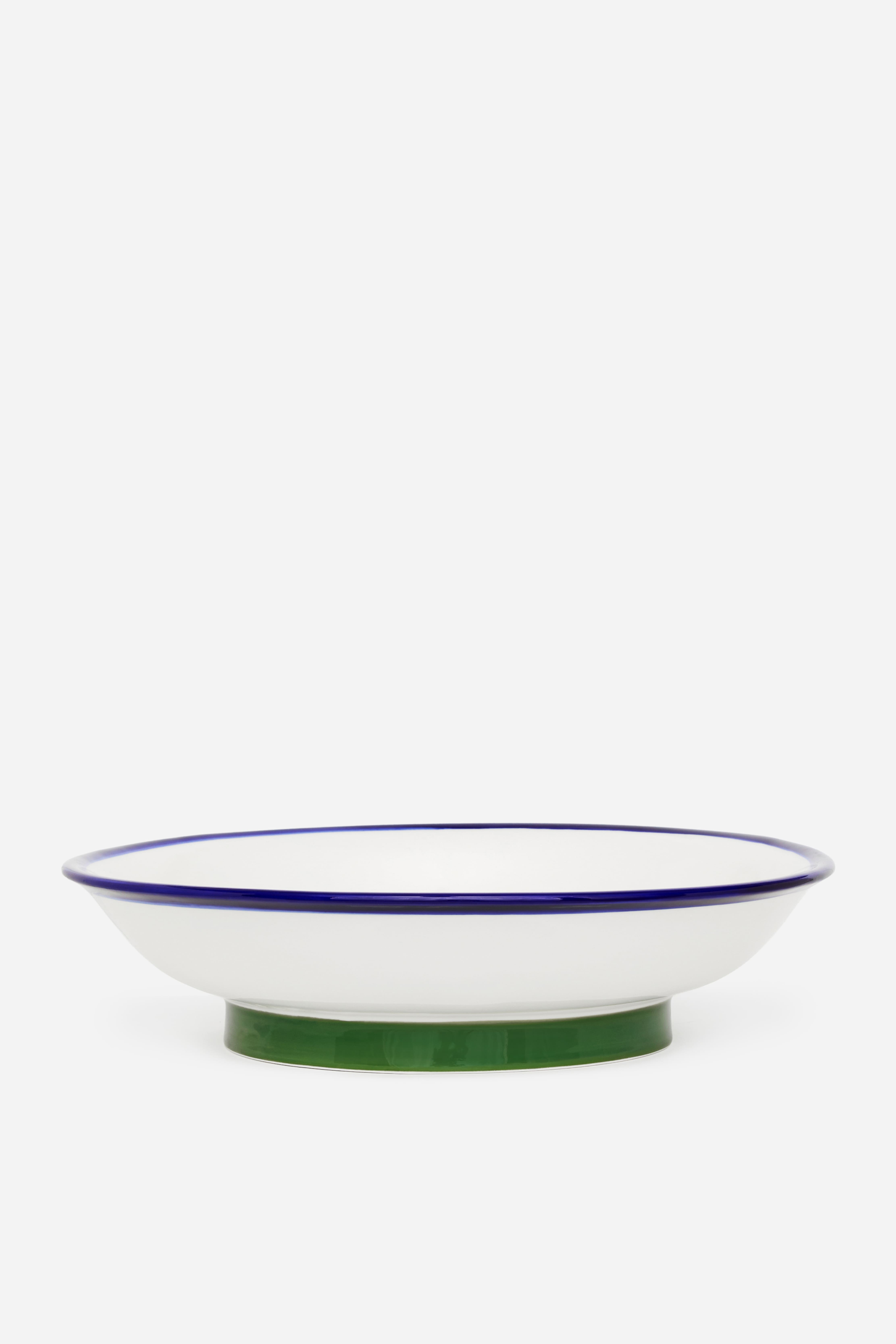 Ceramiczna miska 30 cm - Biały/Zielony/Niebieski