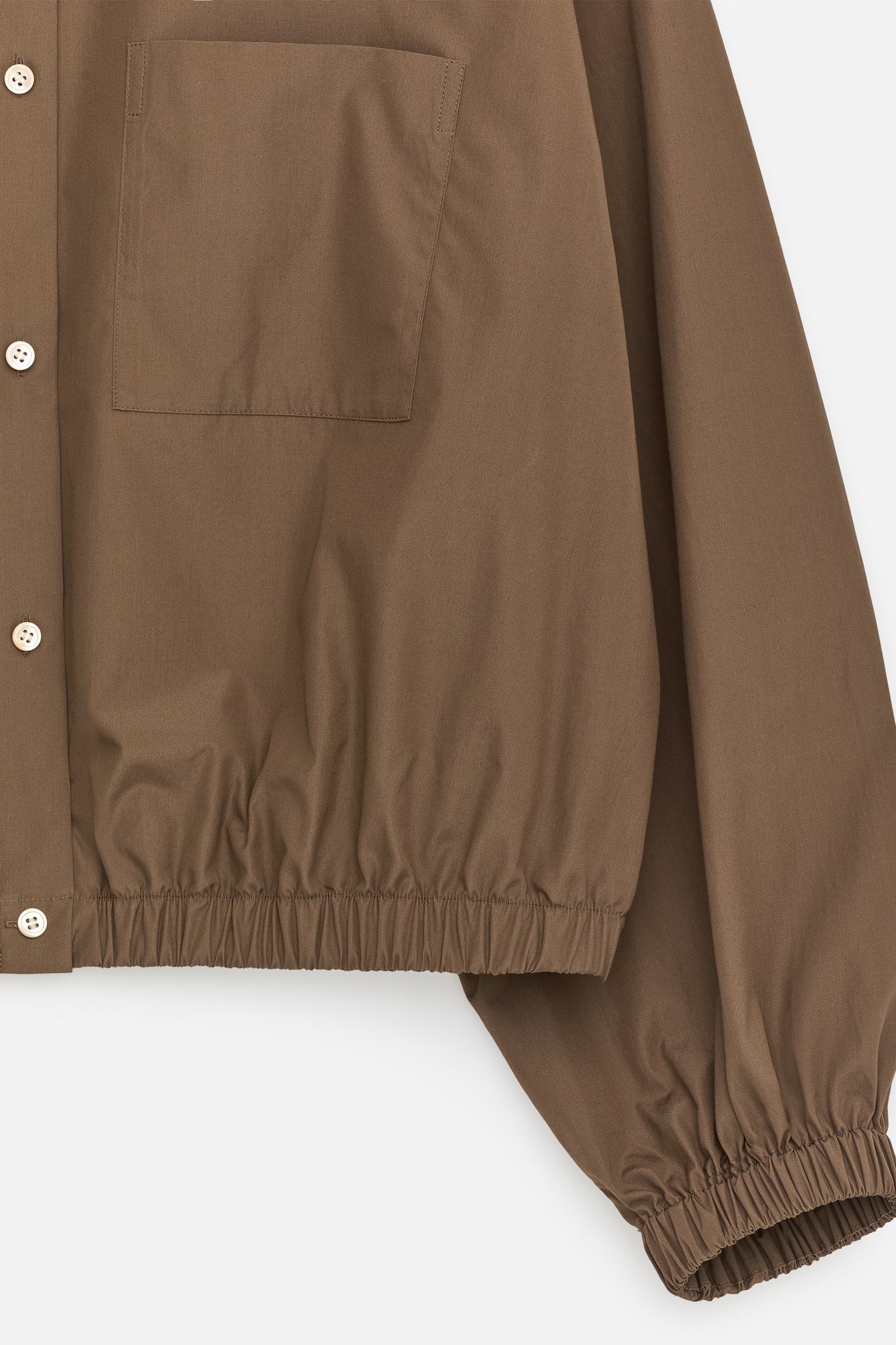 Camicia cropped in cotone - Marrone/Bianco - 4