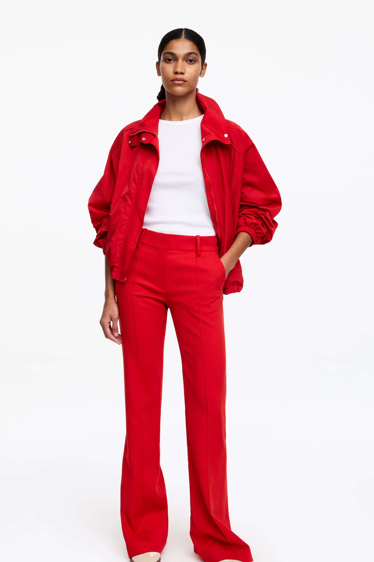 Elegante Hose mit Schlitzen - Rot/Schwarz - 4