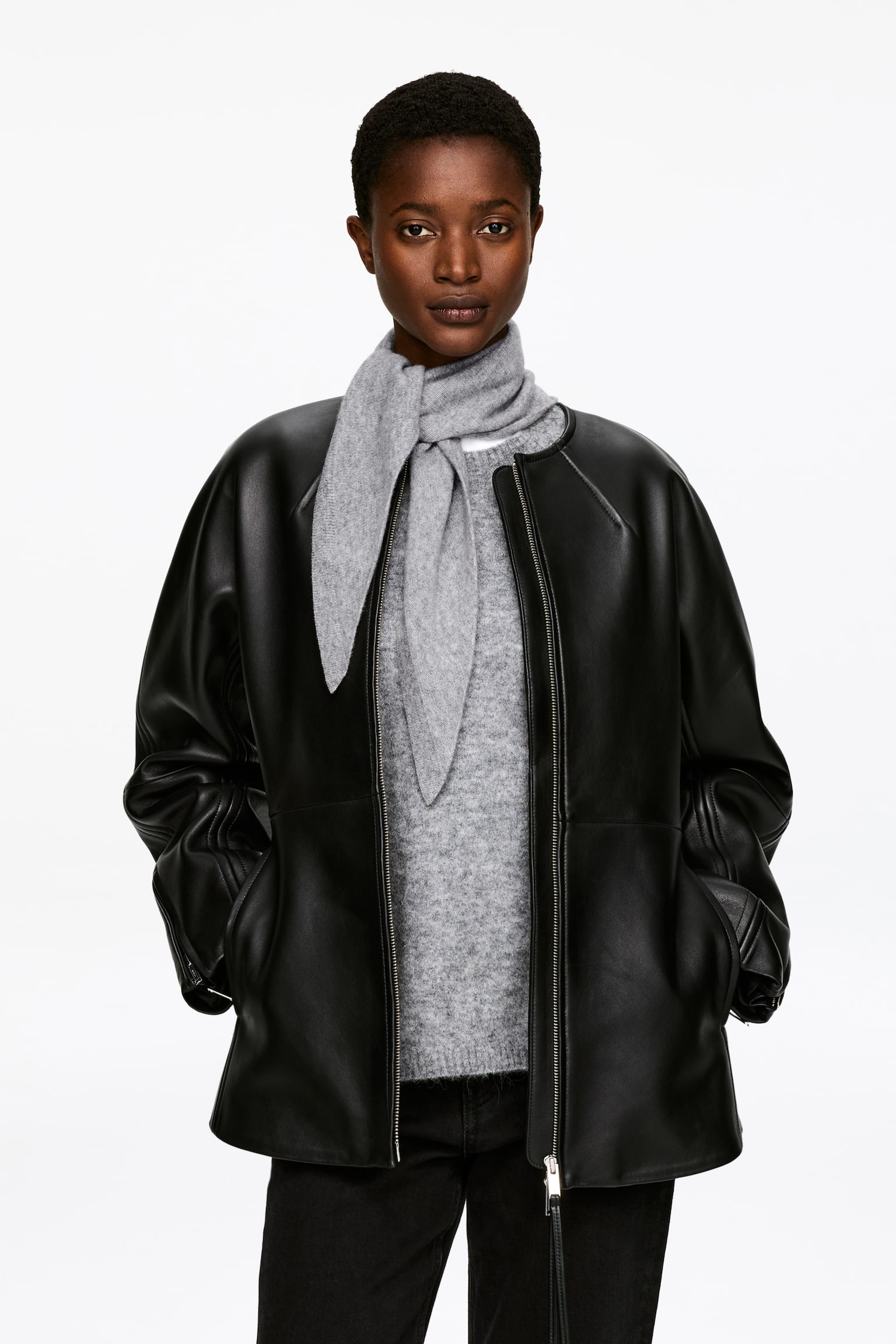 Schal aus Kaschmir - Grau/Cremeweiß - 3