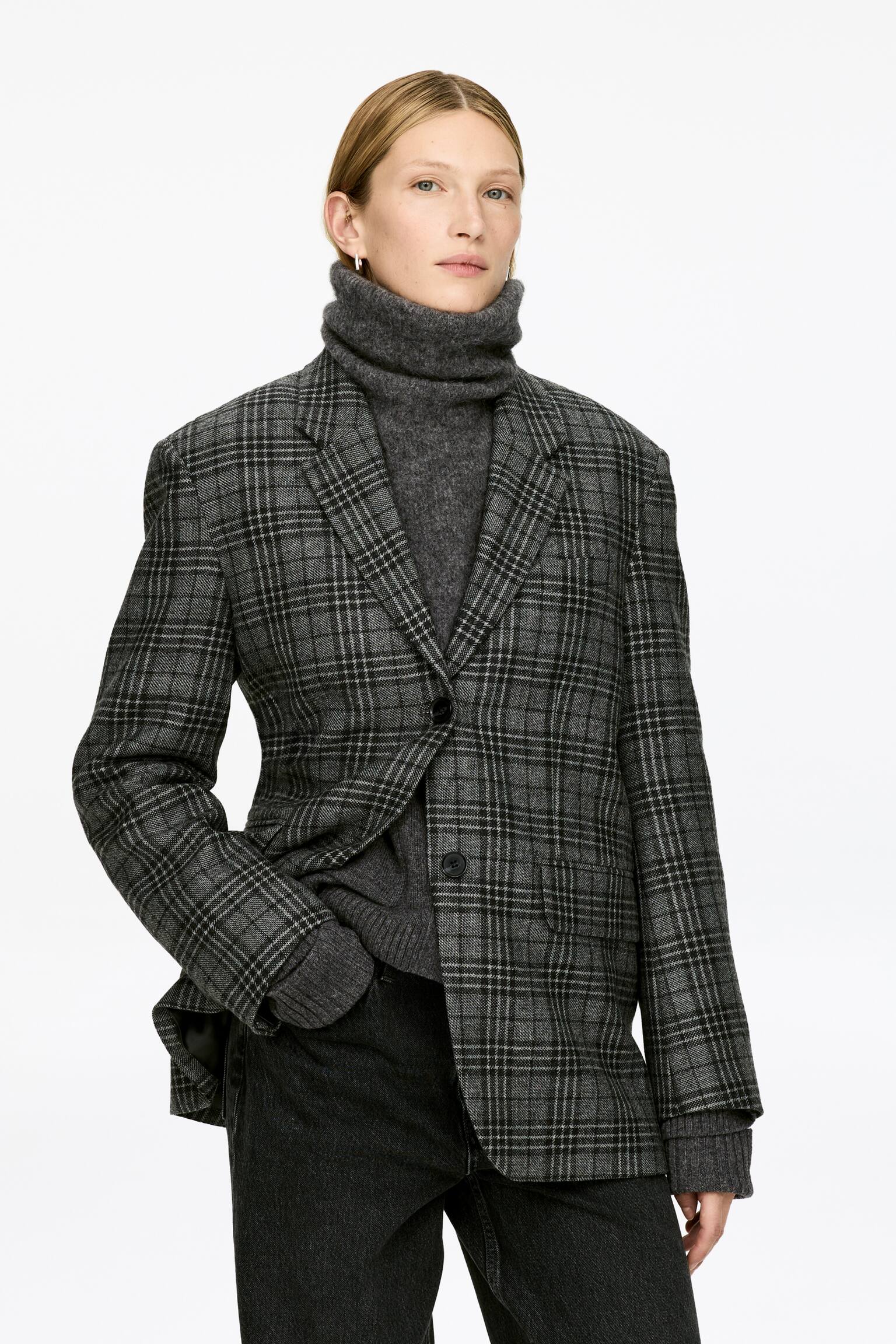 Krage i ull och alpacka - Mullvadsgrå - 3