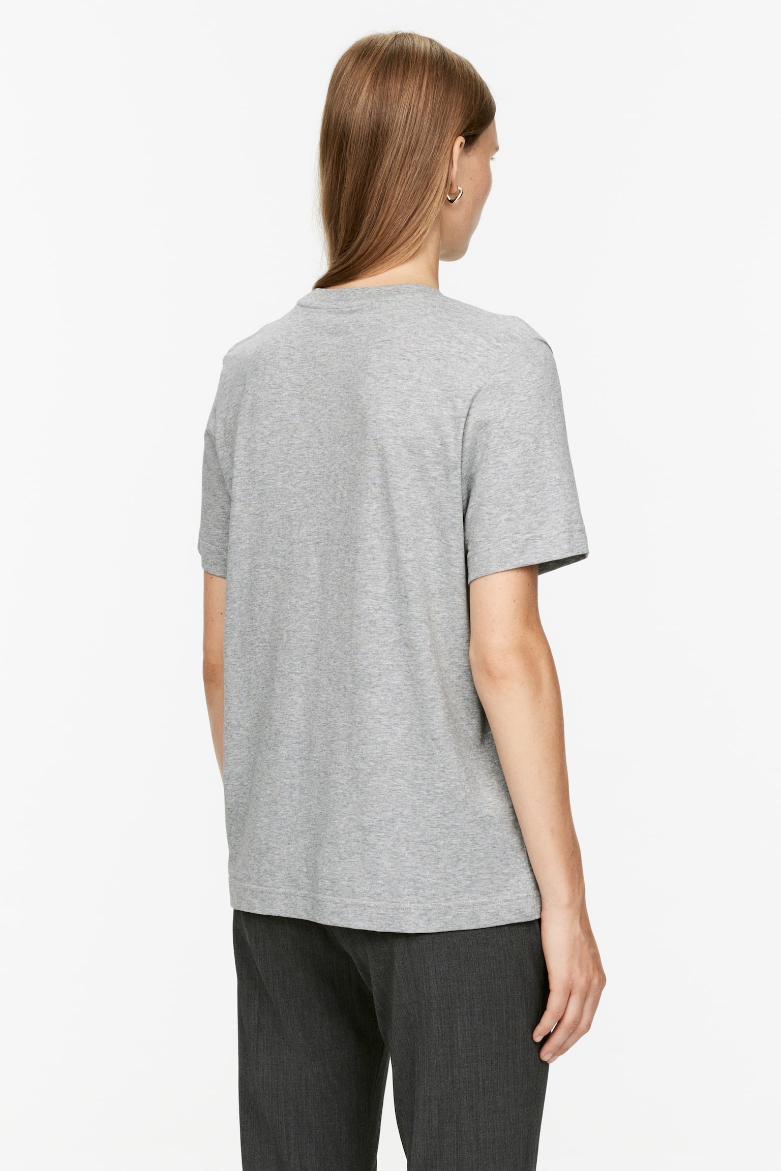 Crew-Neck T-shirt - Grey Melange/White/Black/Brown - 3