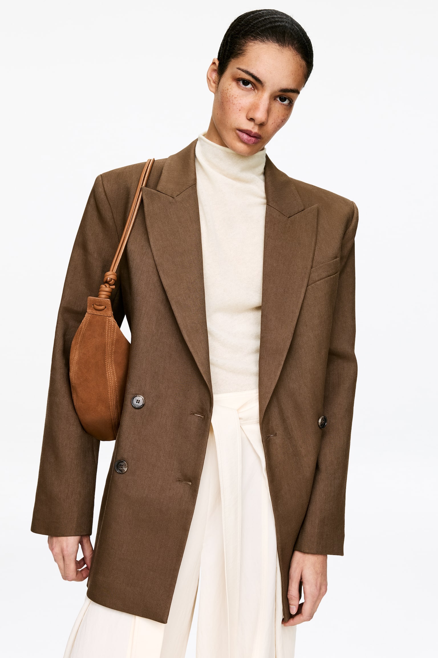 Čistý kašmírový top - Off White/Šedá - 5