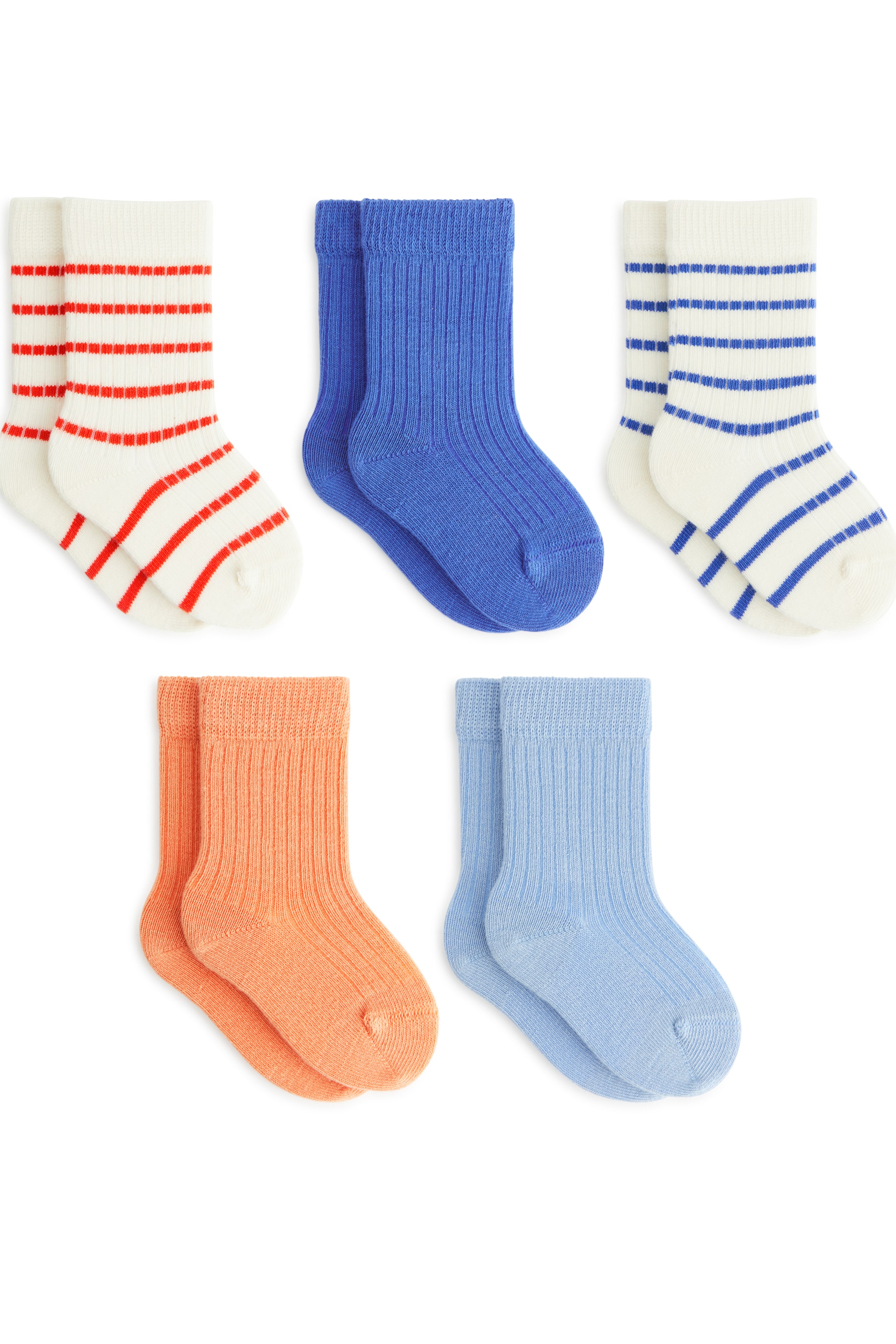 Rib Knit Baby Socks, 5 Pairs - Red/Blue - Kids | H&M GB