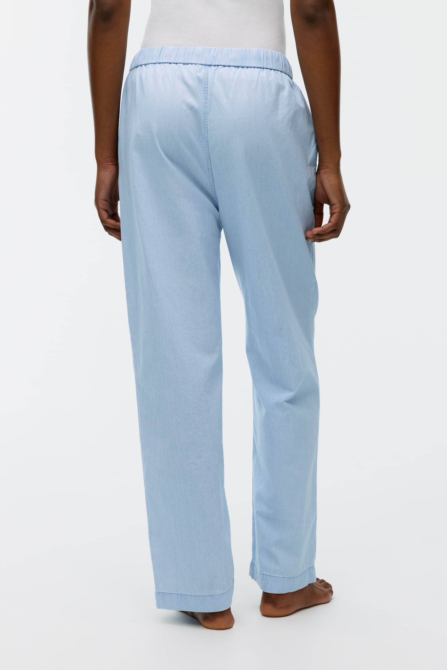 Light Denim Drawstring Trousers - Blue - 4