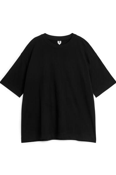 Oversized T Shirt Round Neck Short Sleeve Black Ladies Handm Gb