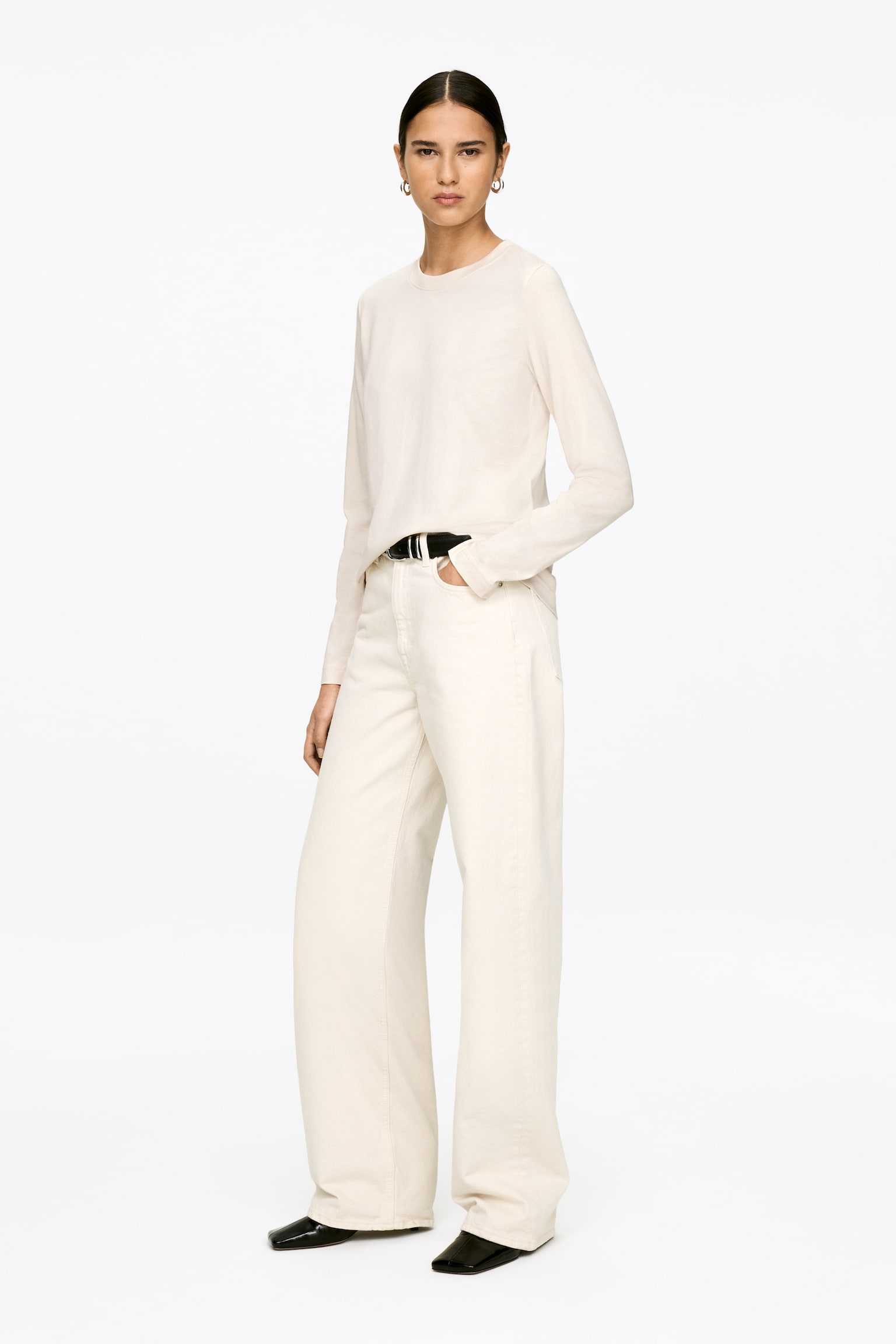 IRIS Charakteristisches Langarm-T-Shirt - Cremeweiß/Weiß/Schwarz/Grau/Knallblau/Weiß/Braun/Cremeweiß/Schwarz/Rosa/Cremeweiß/Rostrot - 3