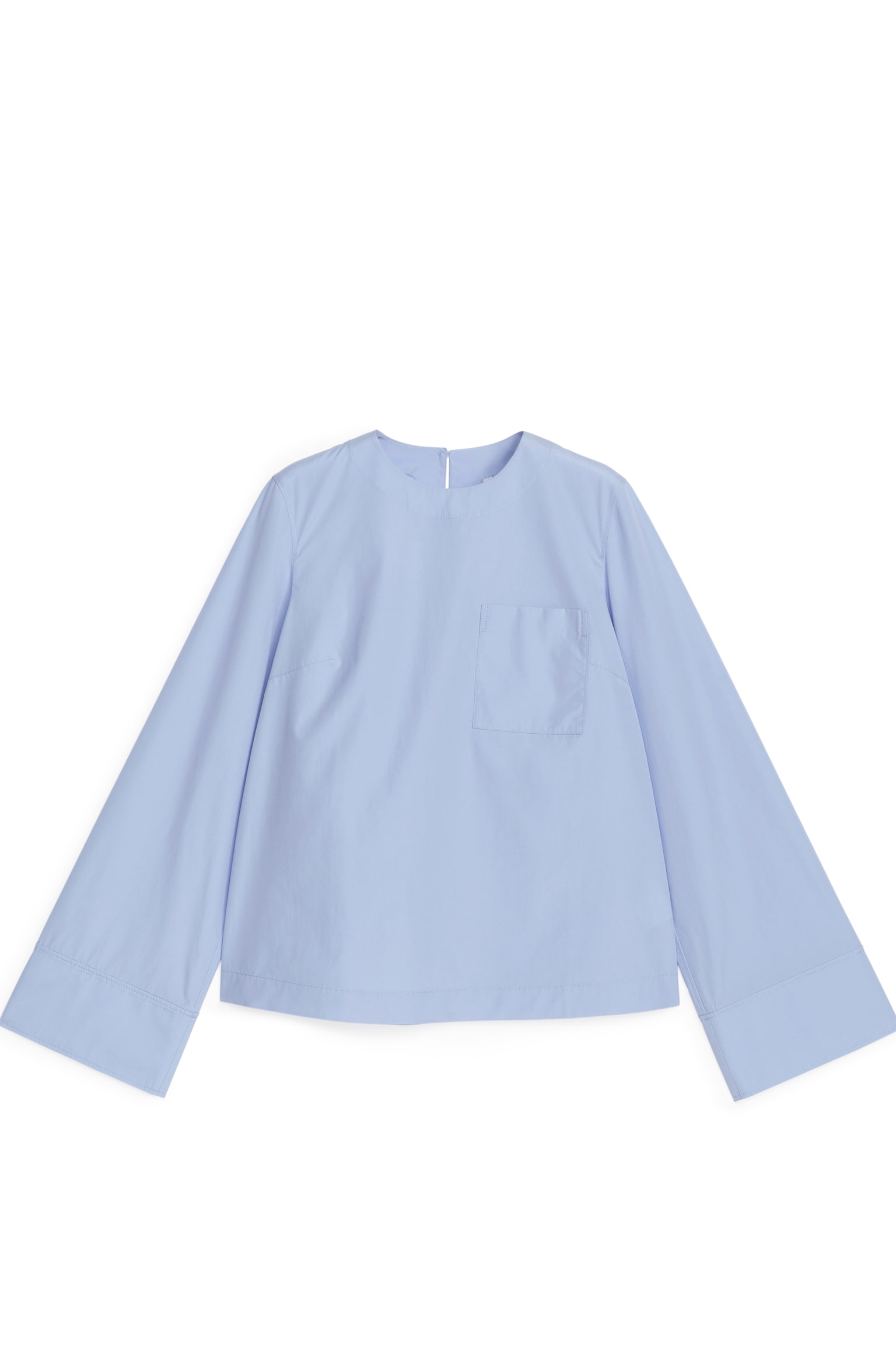 Cotton Blouse - Light Blue/White - 1