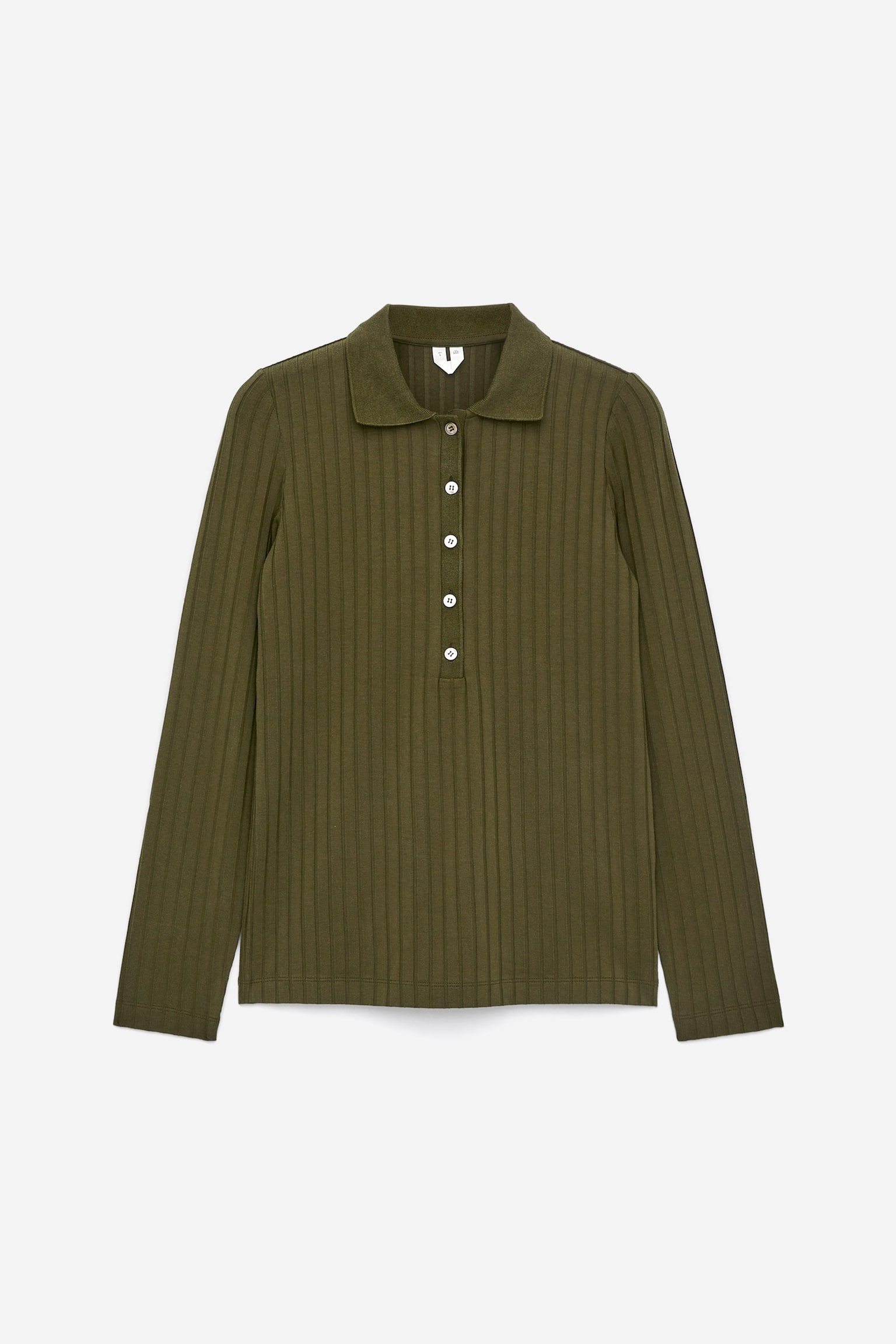 Breit geripptes Poloshirt - Khaki/Weiß - 2