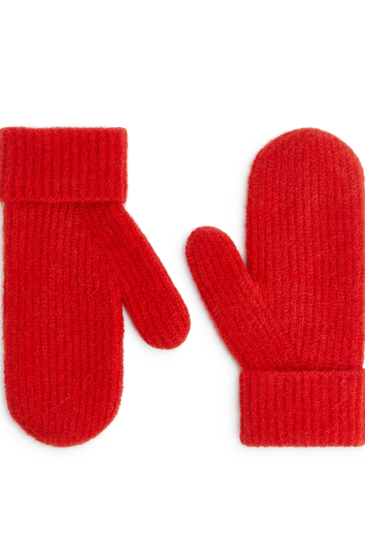 Wool-Alpaca Blend Mittens - Red/Grey Melange - 1