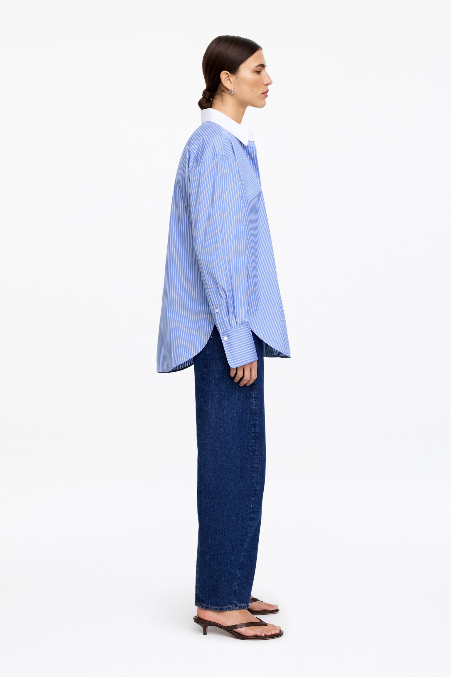 Relaxed fit poplin ing - Kék/Fehér/Kék/Fehér - 8