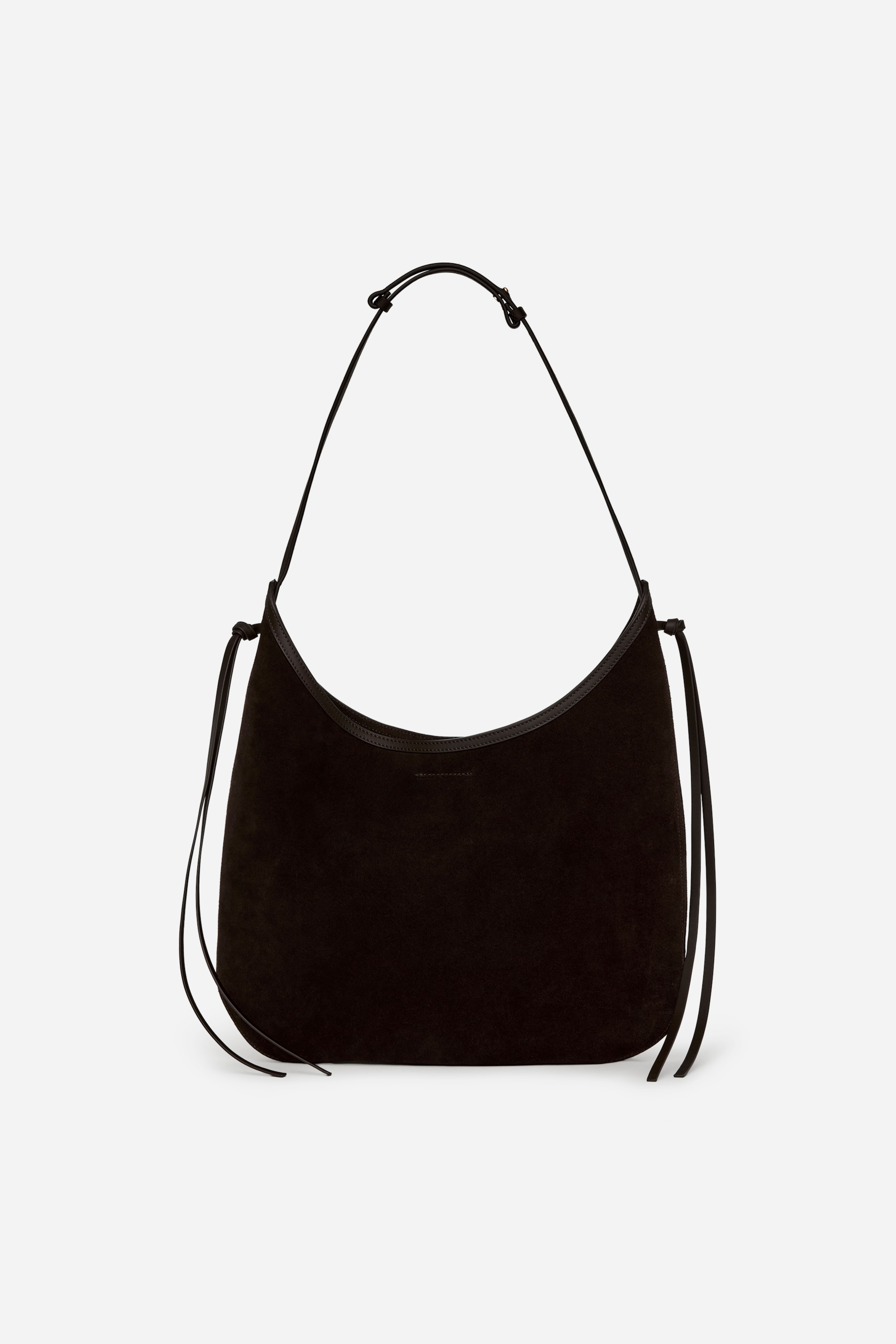 Suède schoudertas - Donkerbruin