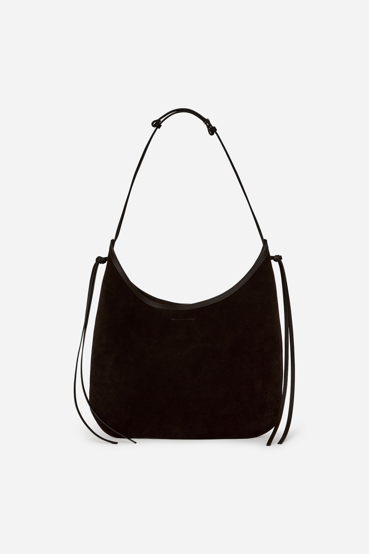 Borsa a spalla in pelle scamosciata - Marrone scuro - 2