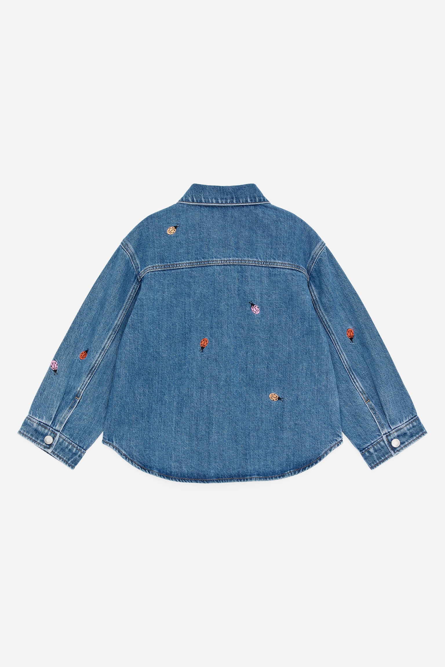 Dżinsowa koszula z haftem - Niebieski/Biedronki - 3