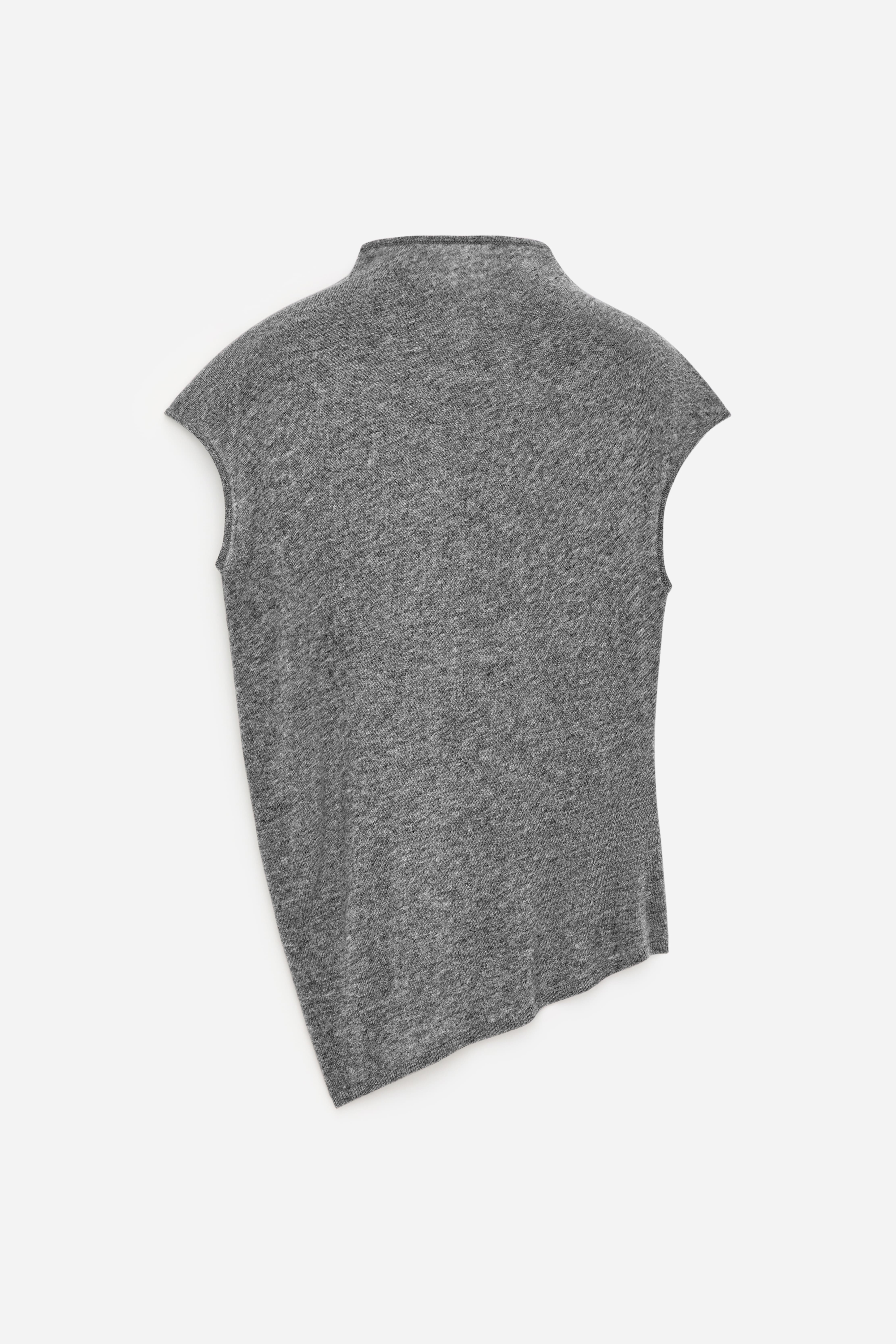 Drapiertes Top aus reinem Kaschmir - Grau/Cremeweiß