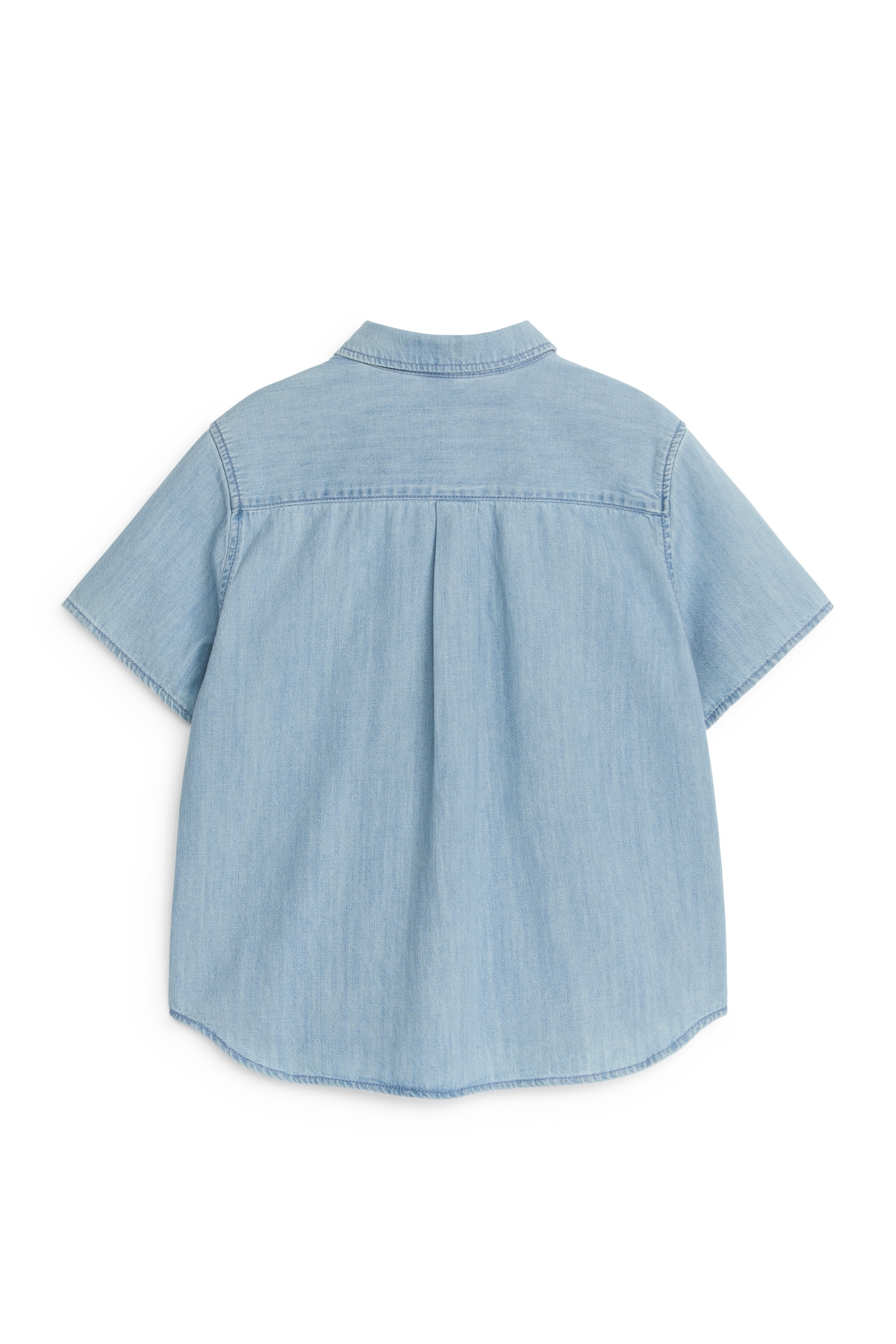 Short-Sleeve Denim Shirt - Light Blue - 3