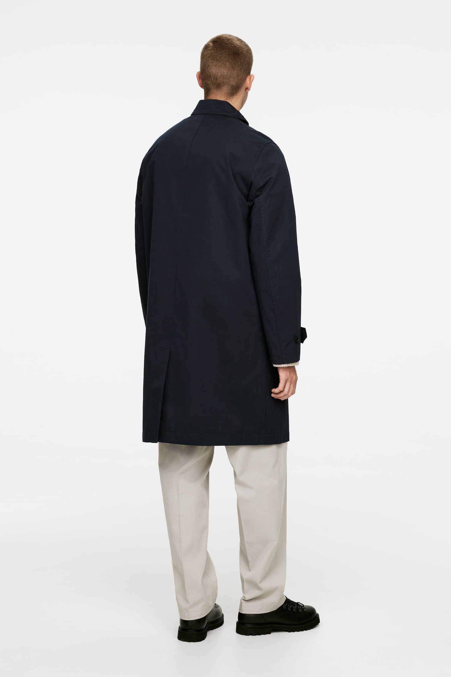 Mid-Length Car Coat - Dark Blue - 4