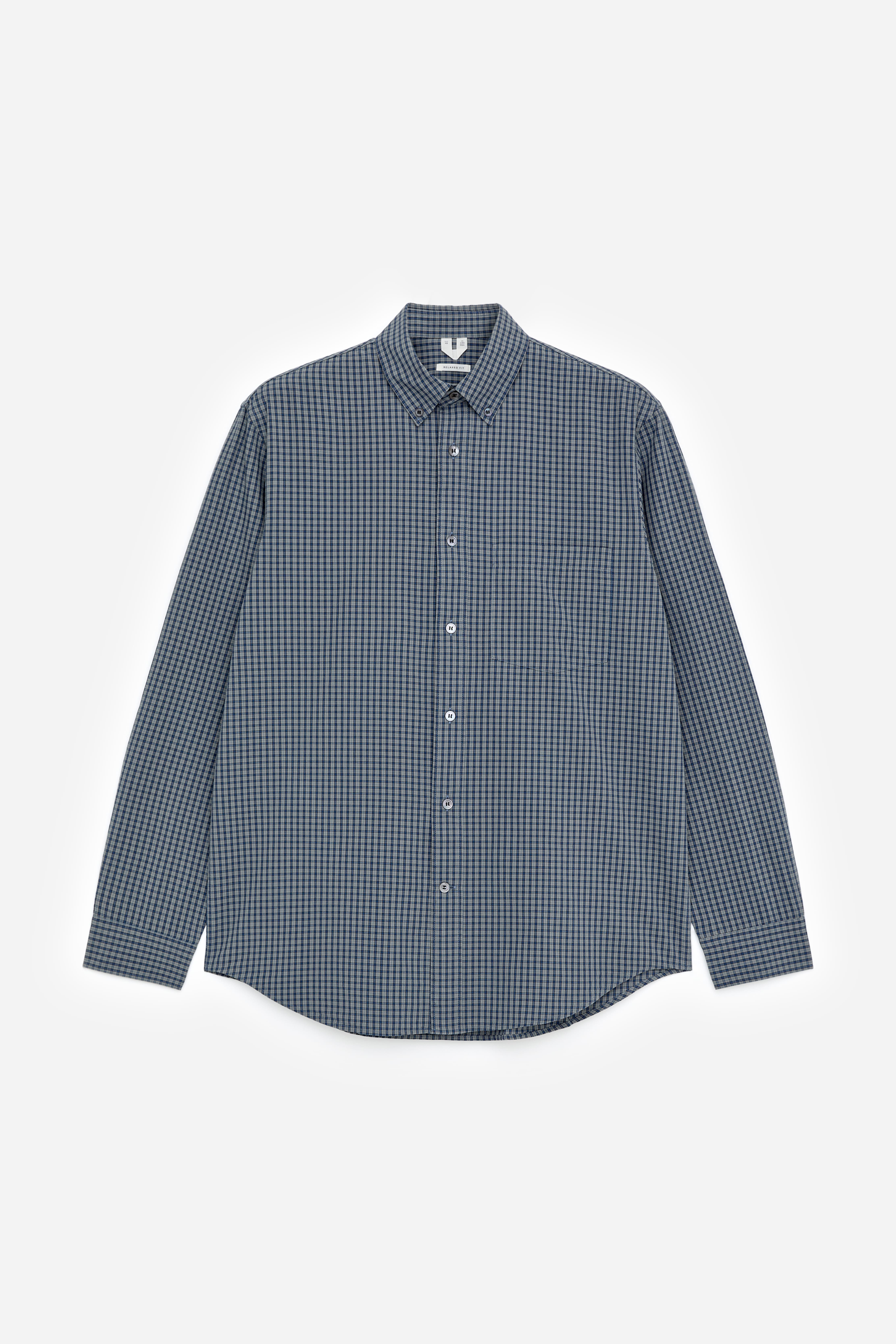 Camicia in cotone dalla vestibilità rilassata - Blu tortora