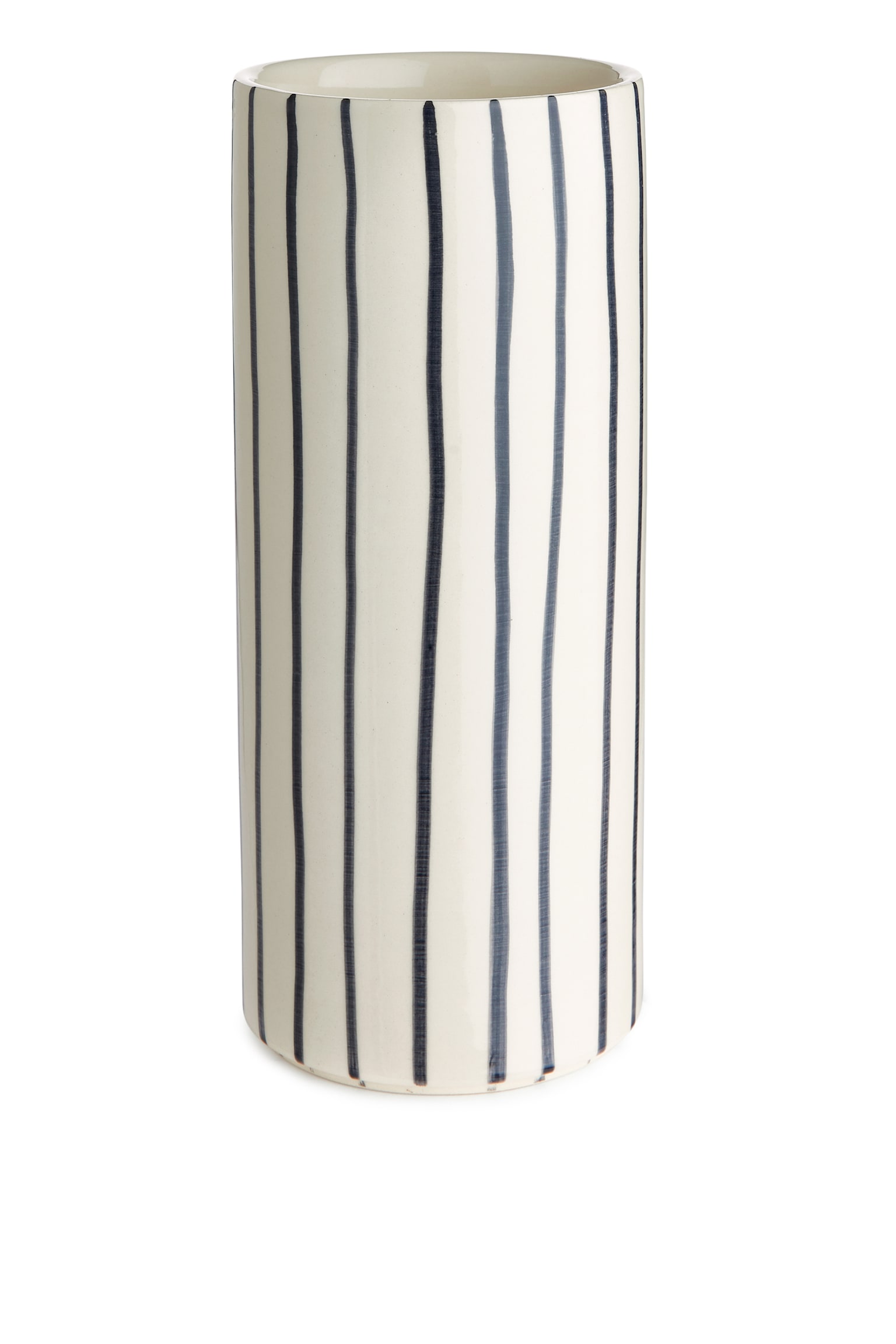 Stoneware Vase 23 cm - White/Blue/Blue/White - 1