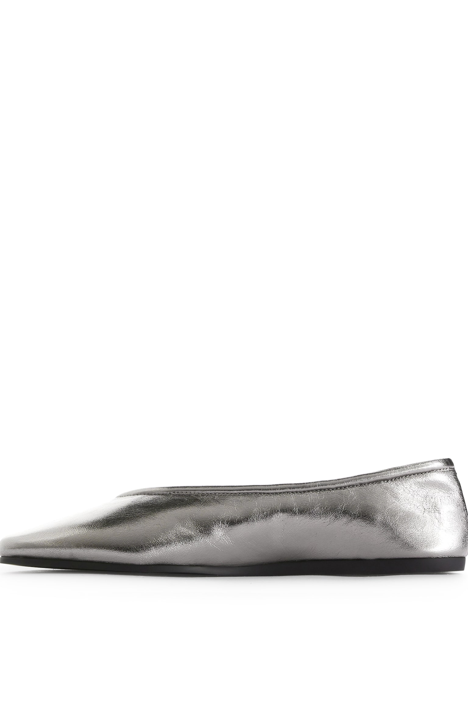 Leather Ballerinas - Silver - 4