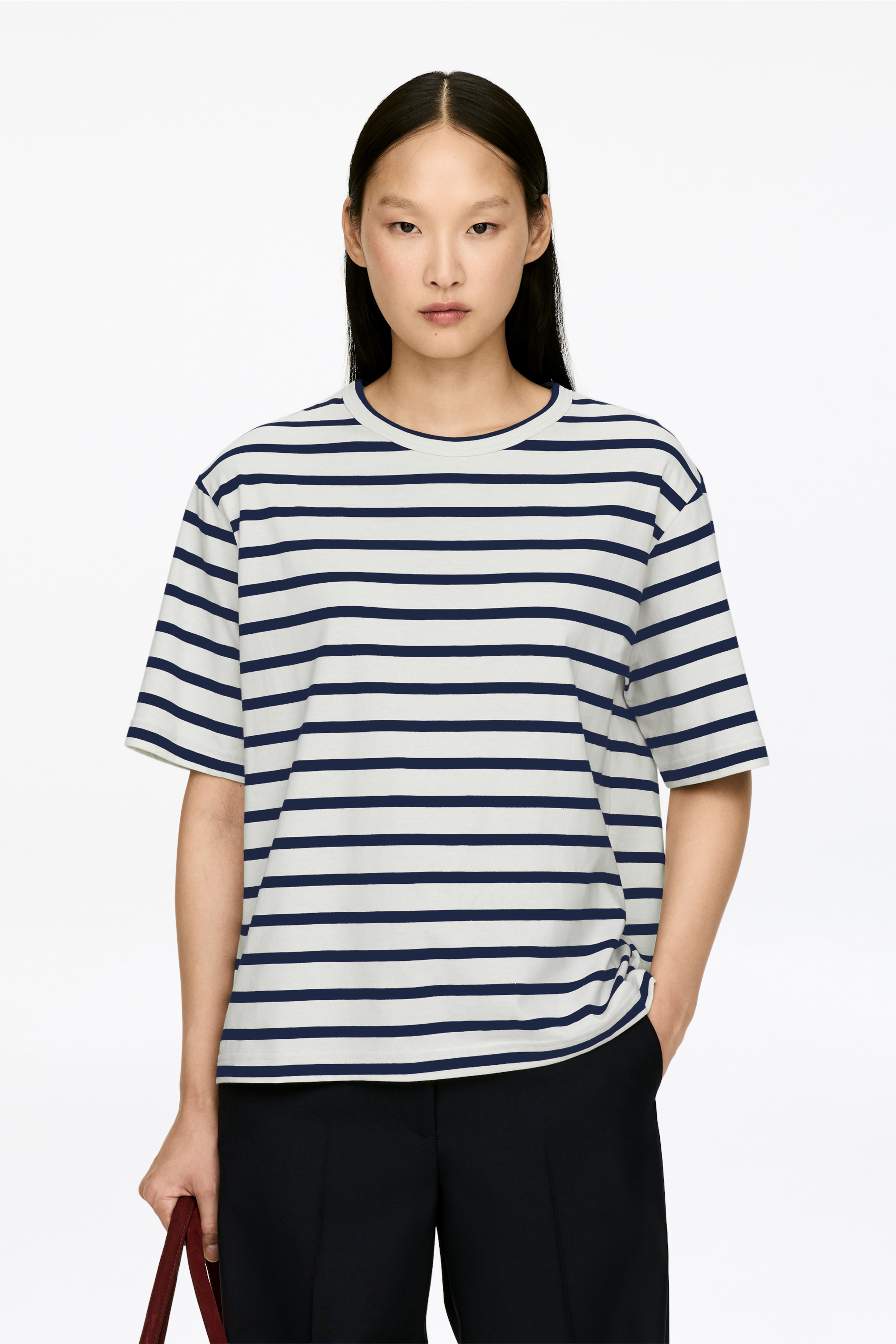 Közepes vastagságú póló - Dark Blue/Off White