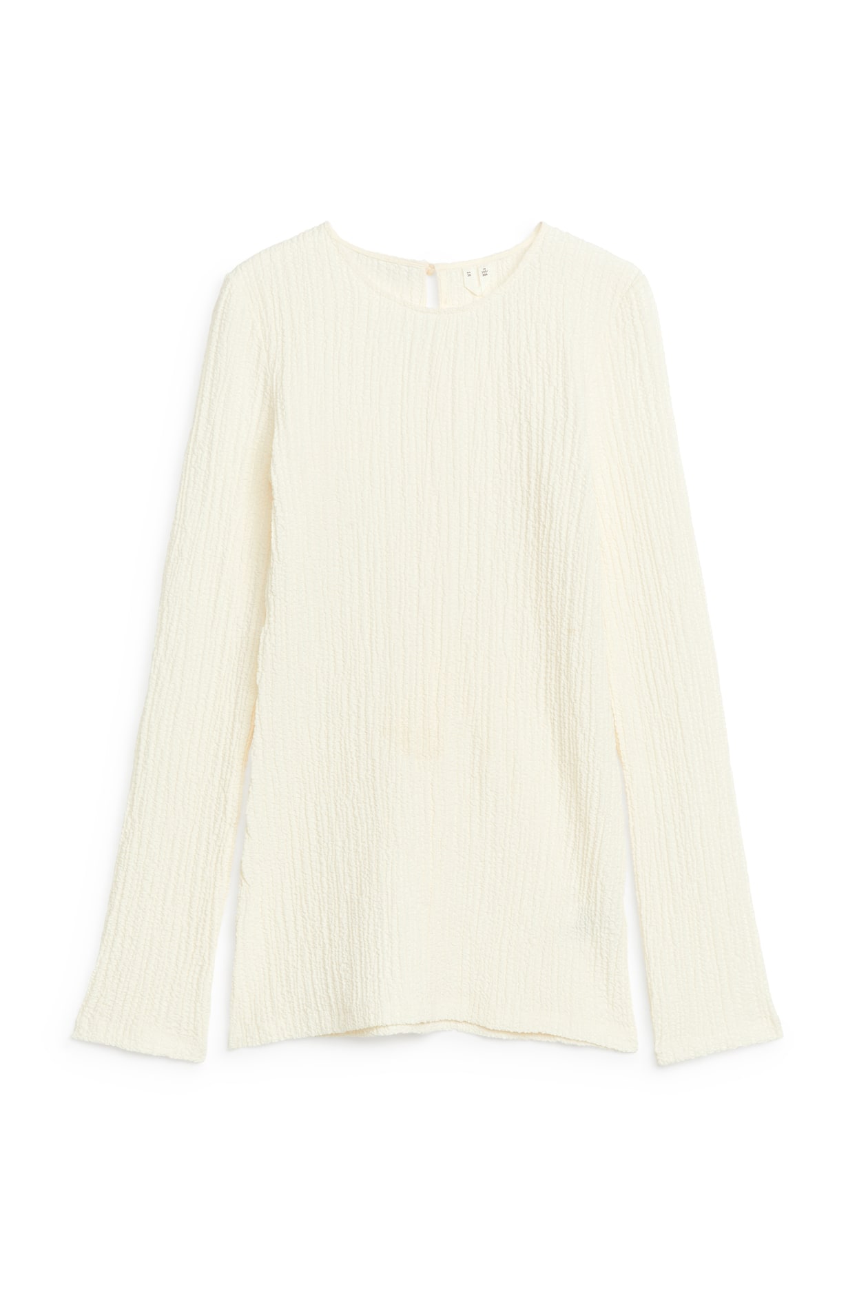 Textured Top - Crew-neck - Long sleeve - Off White - Ladies | H&M GB