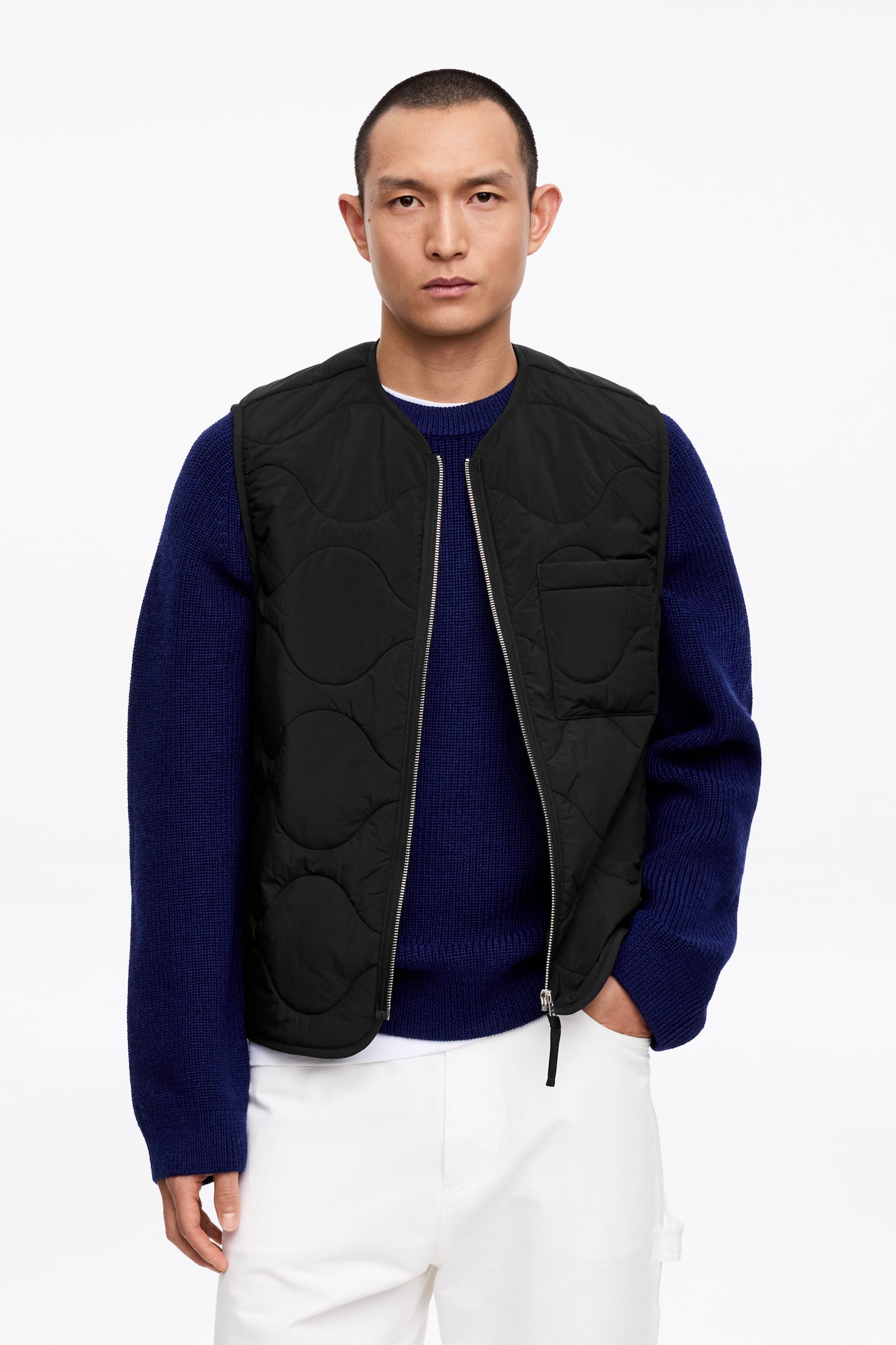 2 v 1 prešívaná vesta - Black/Svetlosivá/Zelená/Tmavomodrá - 3