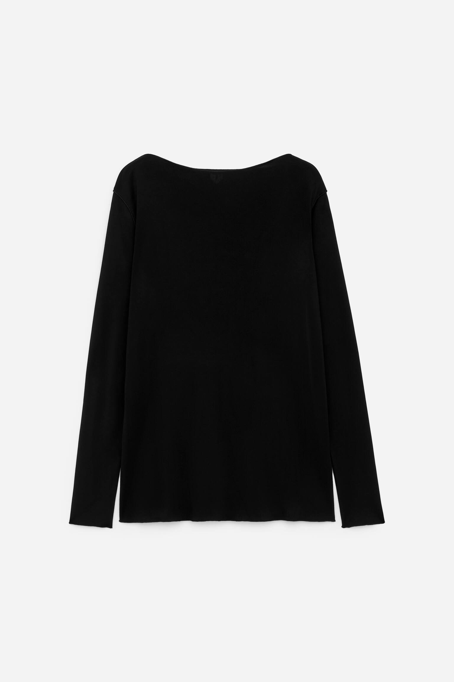 Satinoberteil mit U-Boot-Ausschnitt - Schwarz/Rosa - 2