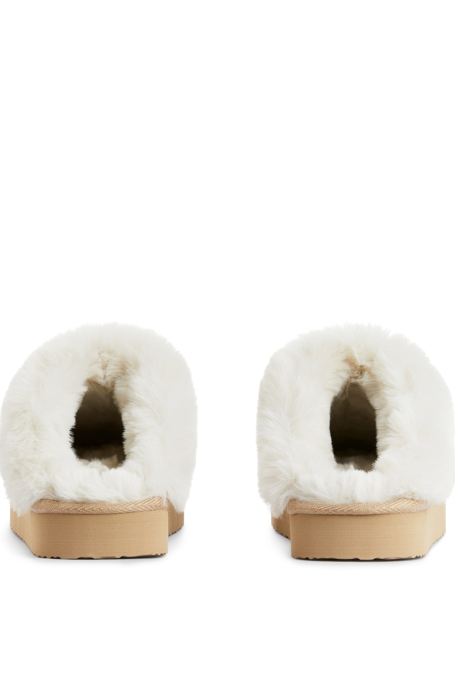 Faux Fur Slippers - Beige - 2