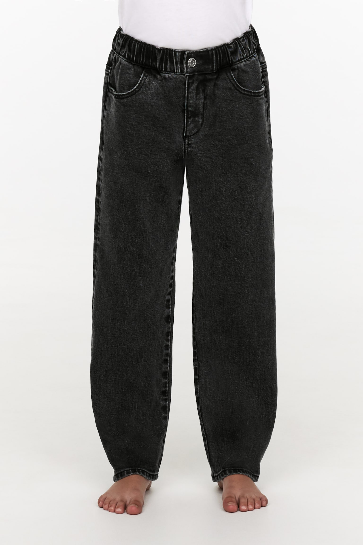 Pull-On Denim Trousers - Washed Black/Light Blue/Mid Blue/Light Blue - 6