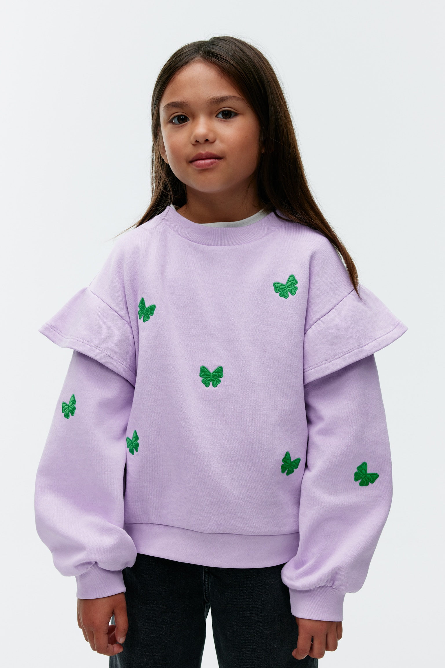 Frill Sweatshirt - Lilac/Dark Blue/Mushrooms - 4