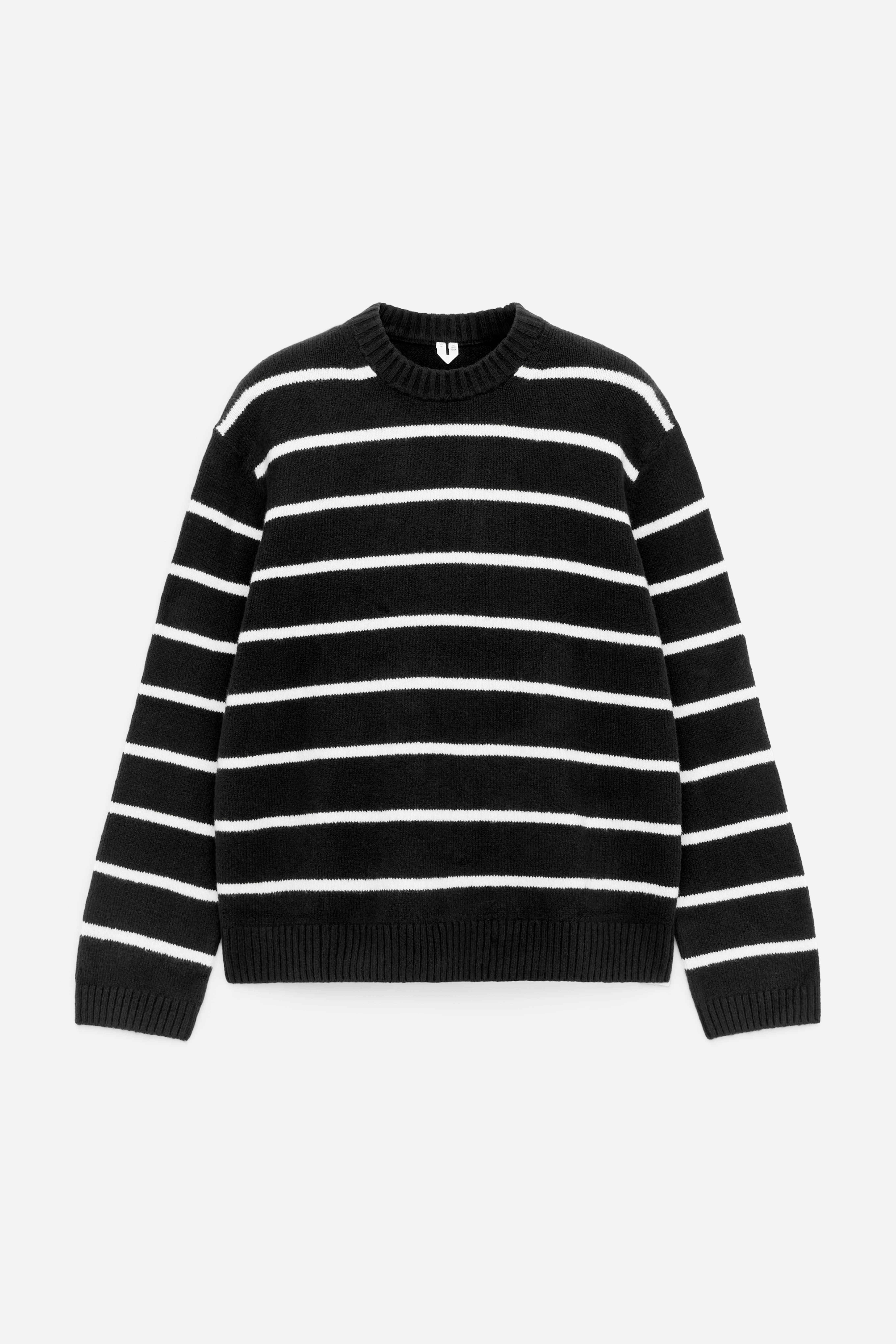 Lockerer Pullover aus Baumwollmischgewebe - Schwarz/Weiß/Cremeweiß/Rot