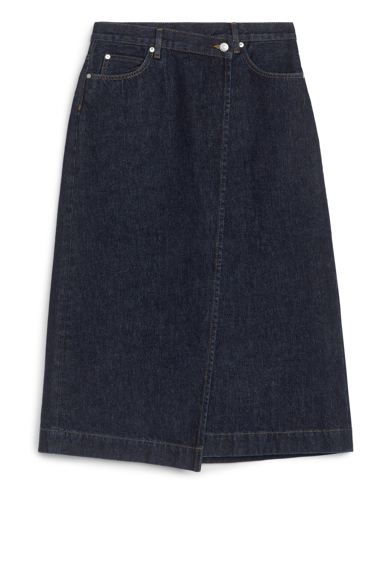 Denim Wrap Skirt - Grey - 5