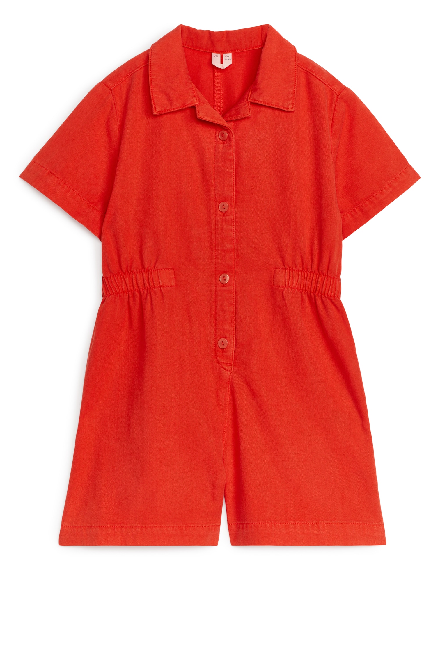 Lyocell-Cotton Jumpsuit - Bright Red/Beige - 1