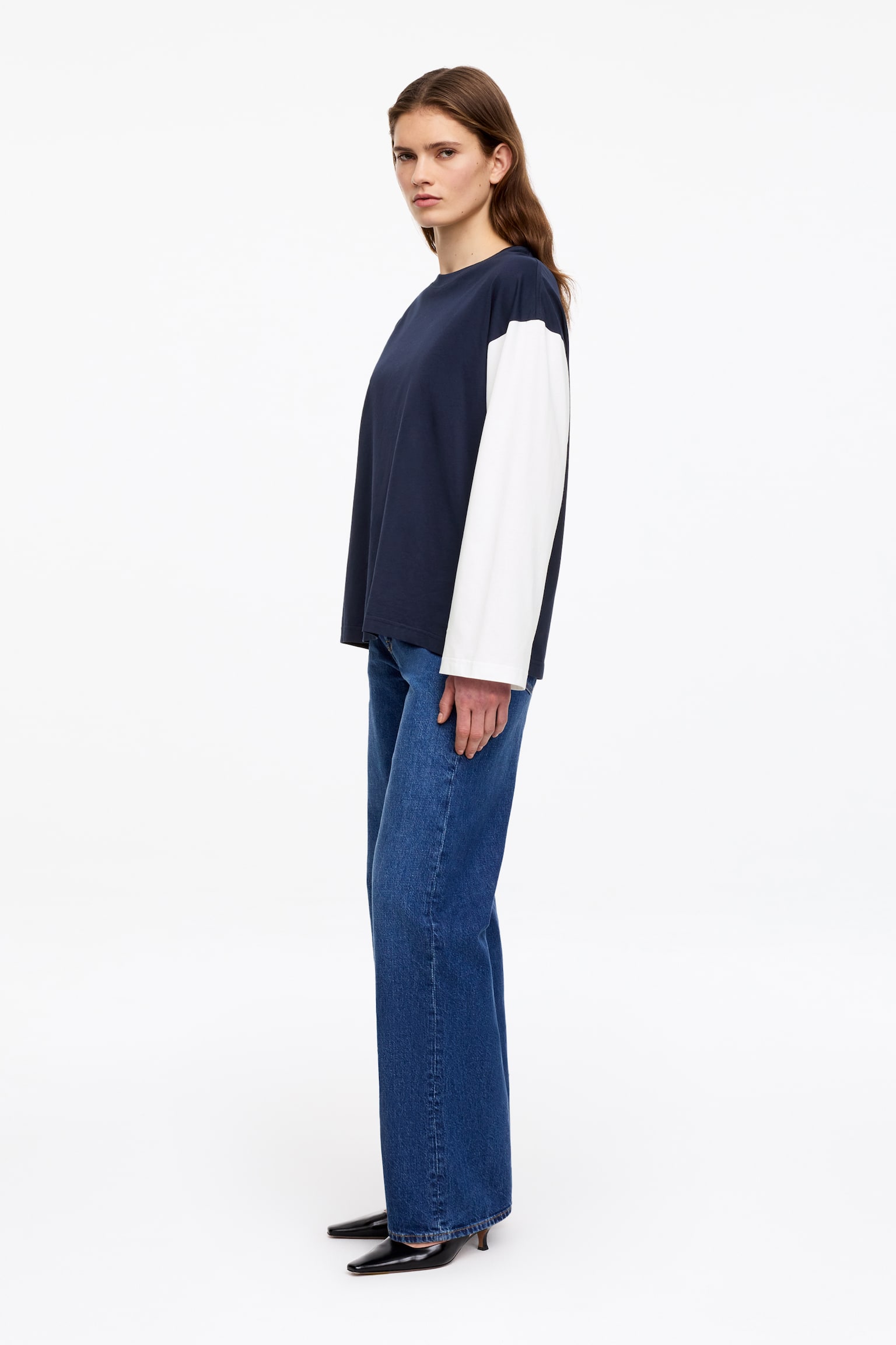 T-shirt oversize a maniche lunghe - Blu scuro/Nero/Bianco/Multicolore/Bianco/Turchese - 4
