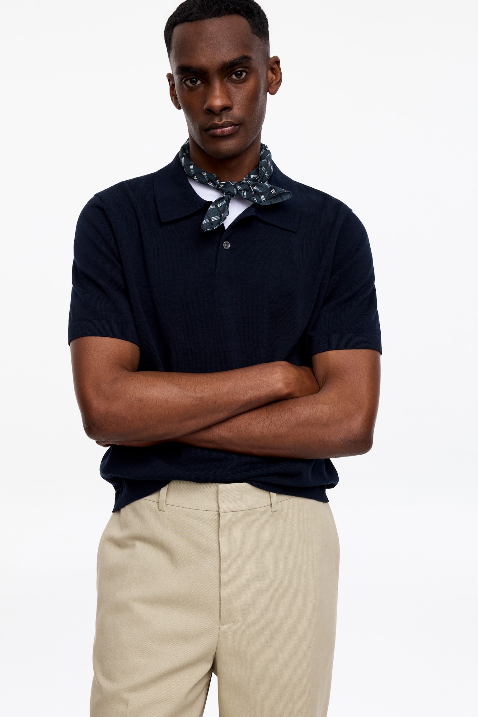 Scarf i bomull - Blå/rutig/Grön - 1