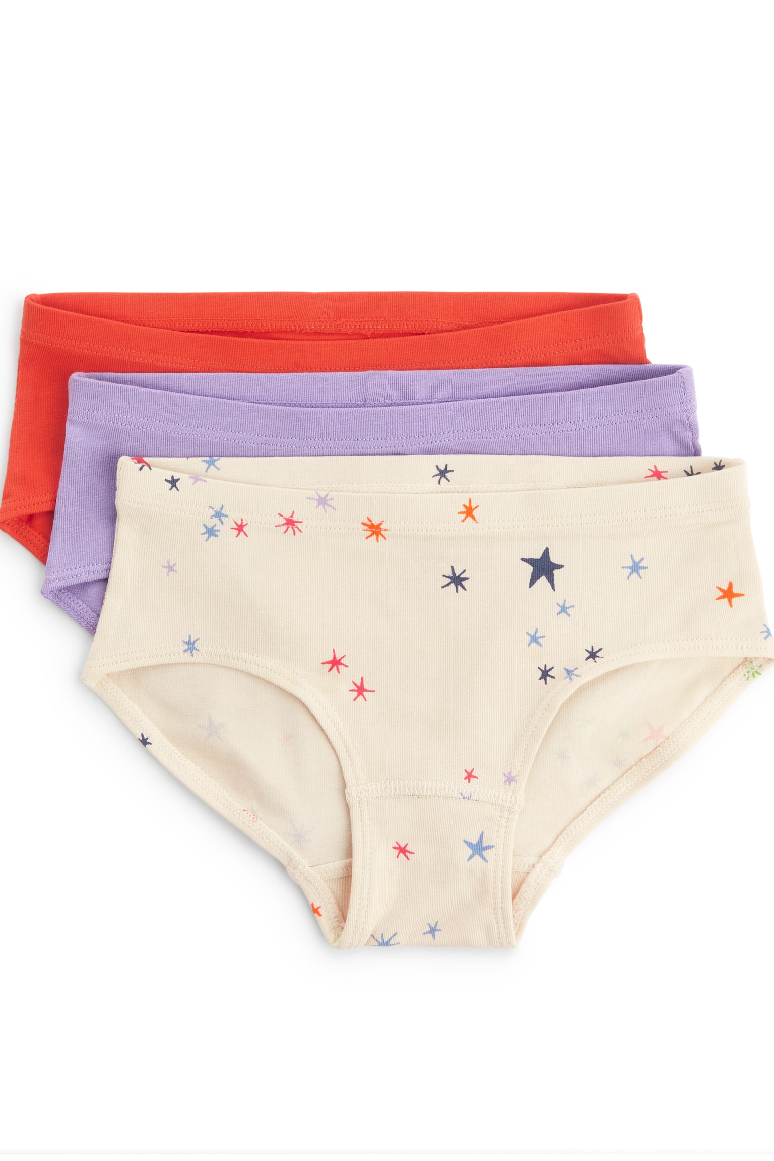 Cotton Jersey Briefs - Off White/Lilac/Orange/Pink/Off White/White/Lilac/Off White/Multicolour - 1