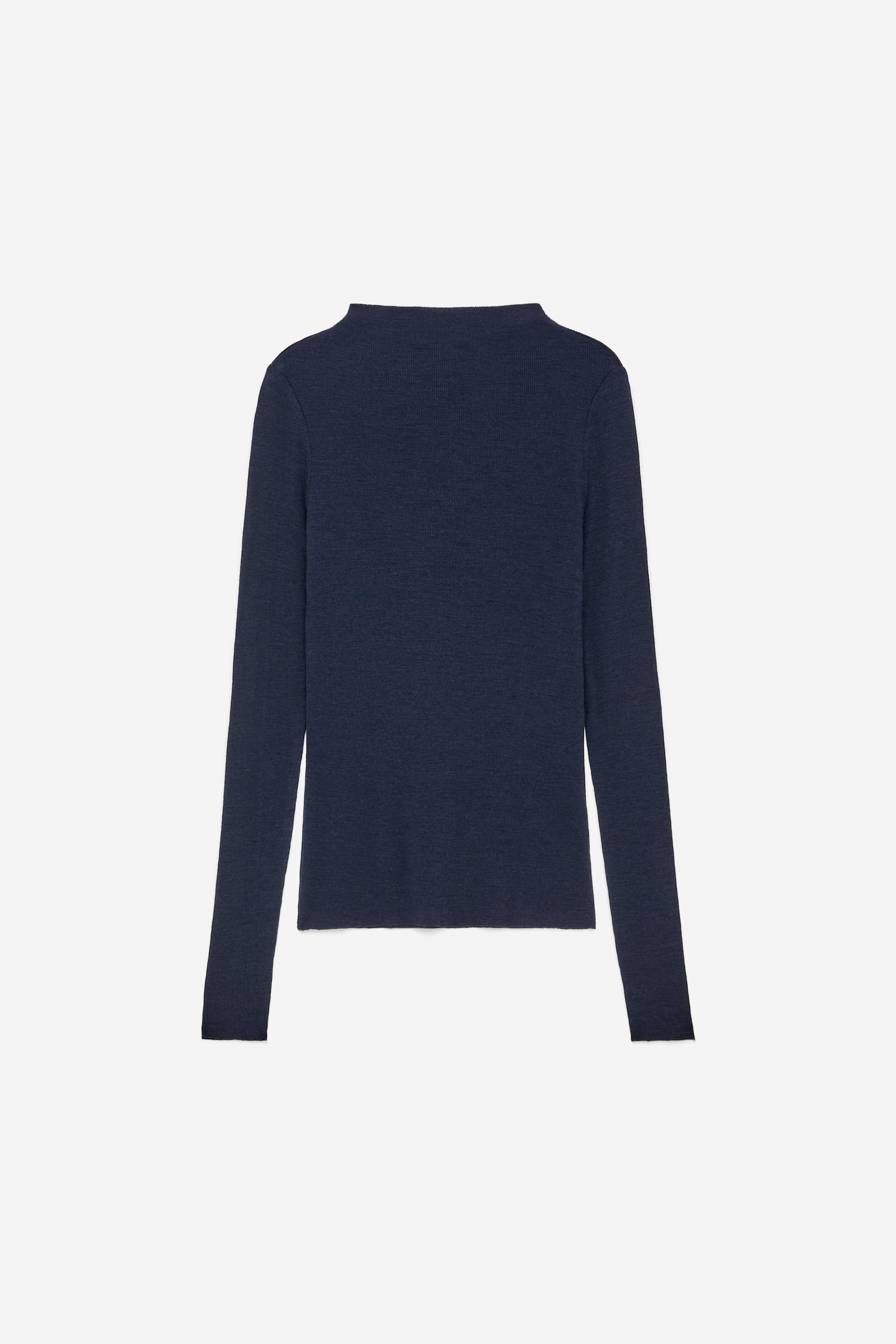 Rippstrickoberteil aus Wolle - Dunkelblau